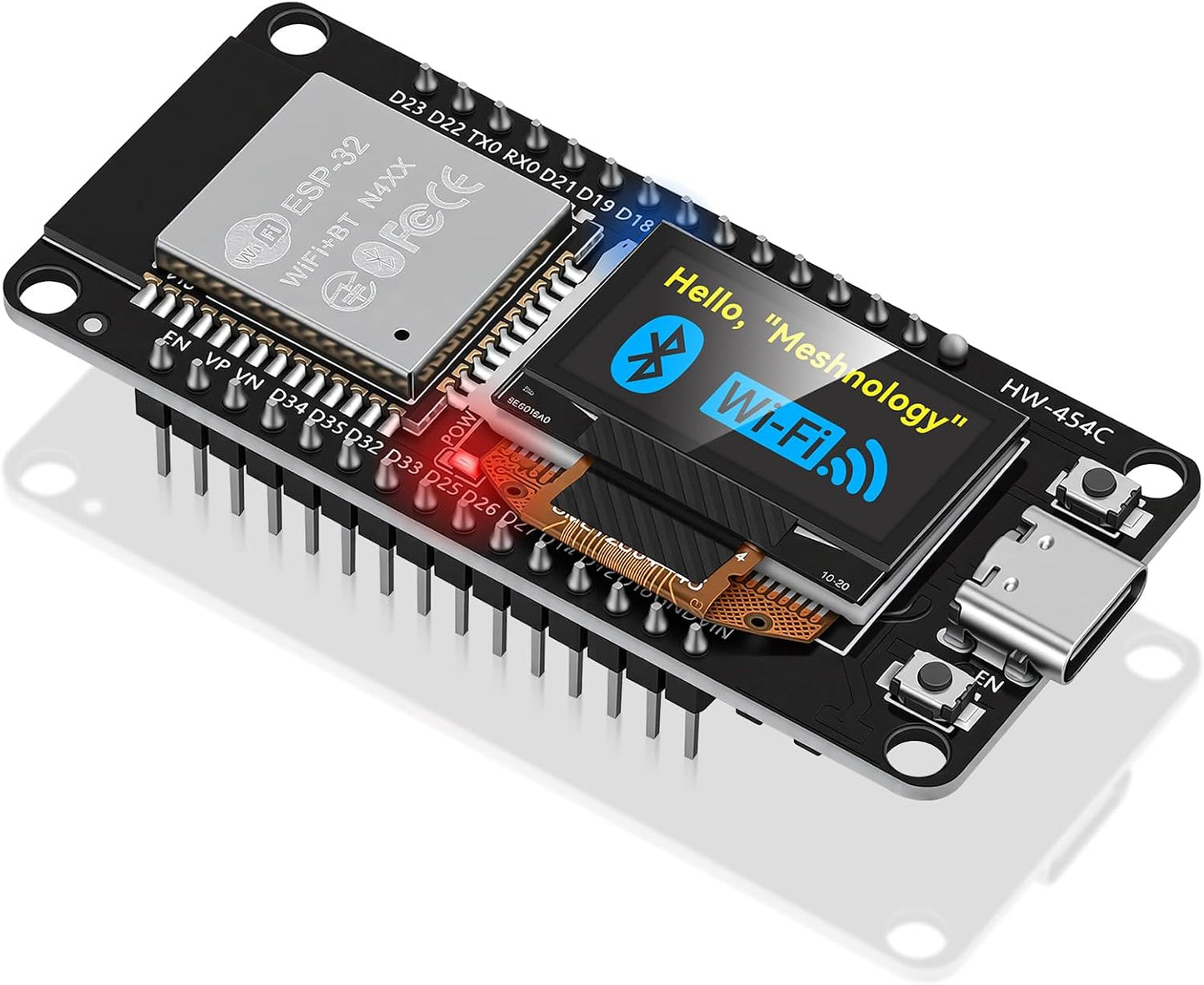 Meshnology ESP32 ESP-32S ESP-WROOM-32 0.96 inch 2.4GHz 30 Development Board mit OLED Display Dual-Mode Development