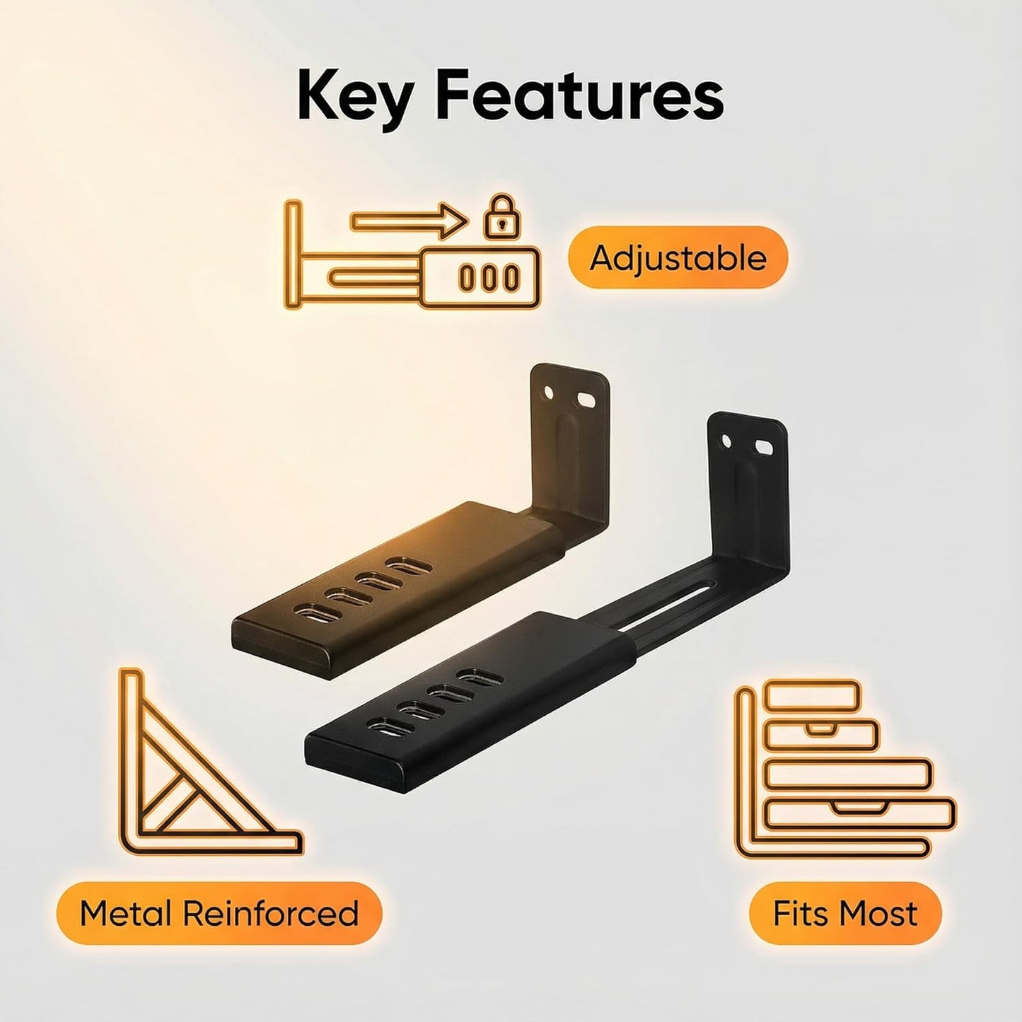 TERDEWE Depth Adjustabl Soundbar Wall Mount Bracket for Samsung, Sony, LG, Vizio, Bose, JBL and More Sound Bar Mounts