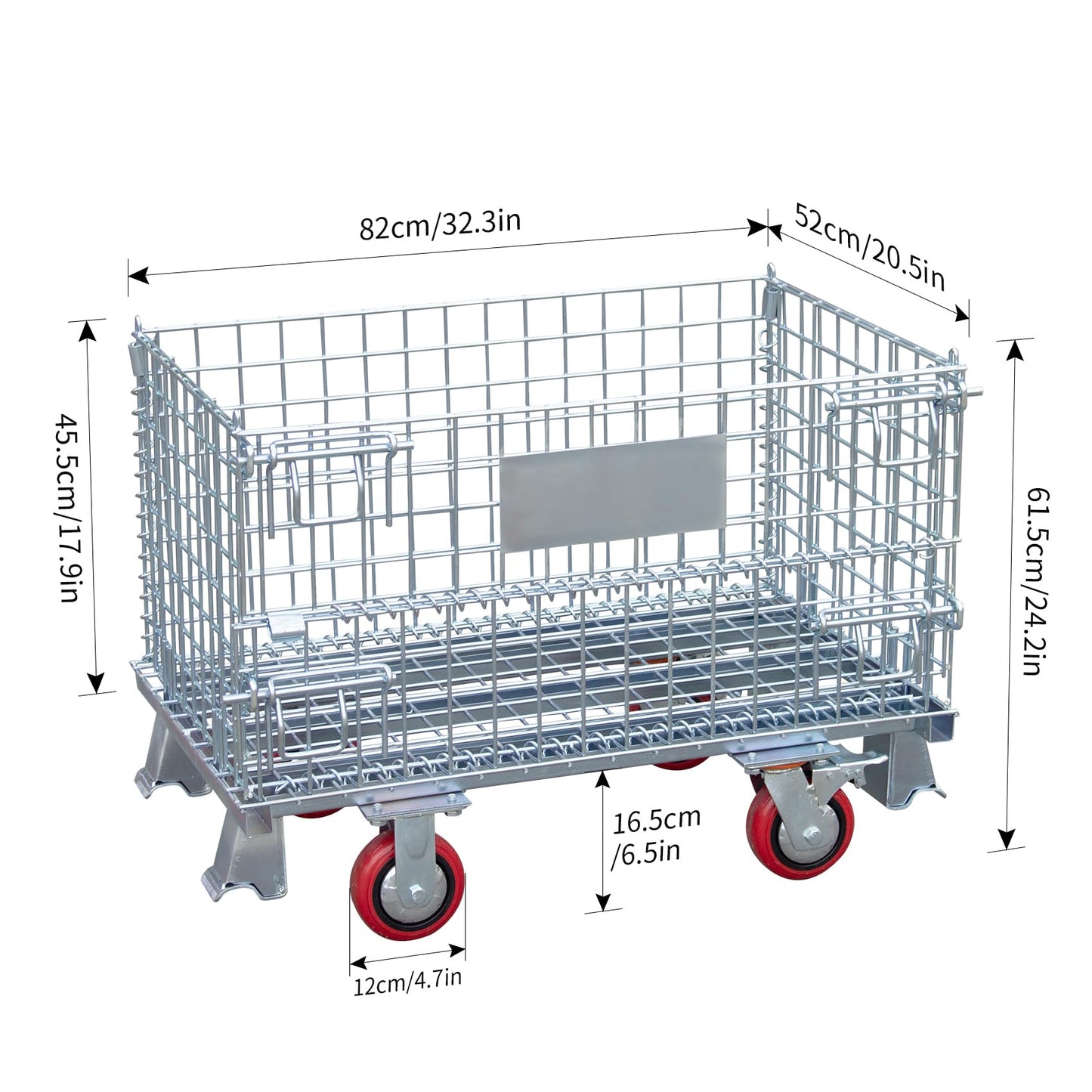 MutsMover Collapsible Wire Storage Basket with Wheels, 32"x20"x24", Heavy-Duty Foldable Metal Bin for Home, Garage & Laundry Room, 1500 lbs Capacity
