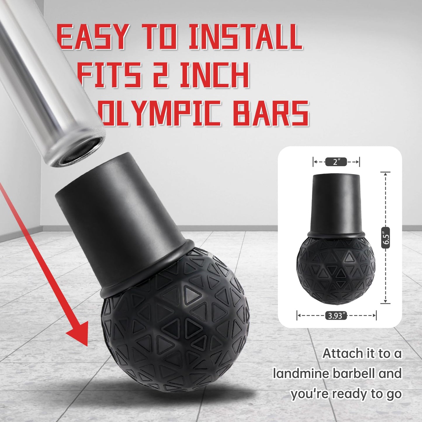 CONREDA Landmine Attachment for Barbell, Portable Landmine Base for 2" Olympic Bars, Non-Slip Rubber Barbell Landmine Attachment for T-Bar Row, Press, Squat, Rotation, Home Gym Equipment