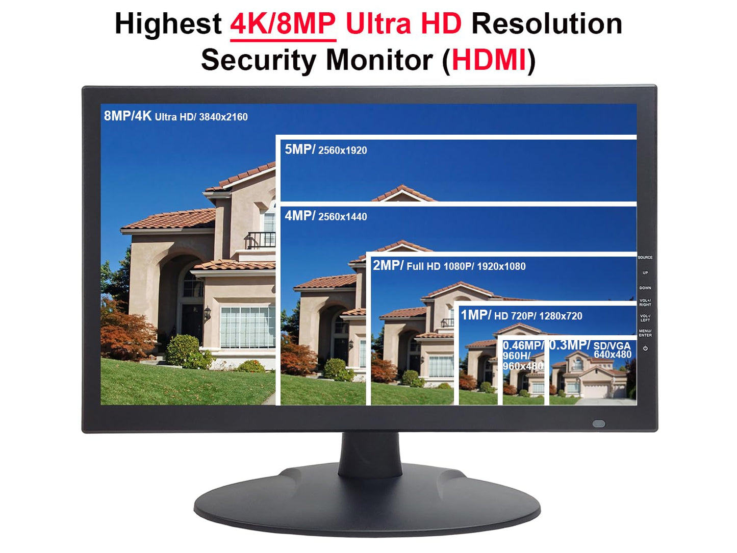 101AV 18.5" Scaled 4K Security Monitor with Super Sampling Anti-Aliasing (SSAA), HDMI (Scaled 4K/8MP), BNC in/Out, VGA, VESA Mount, Ultra-Smooth Detail for 24/7 CCTV & Home Office Surveillance use