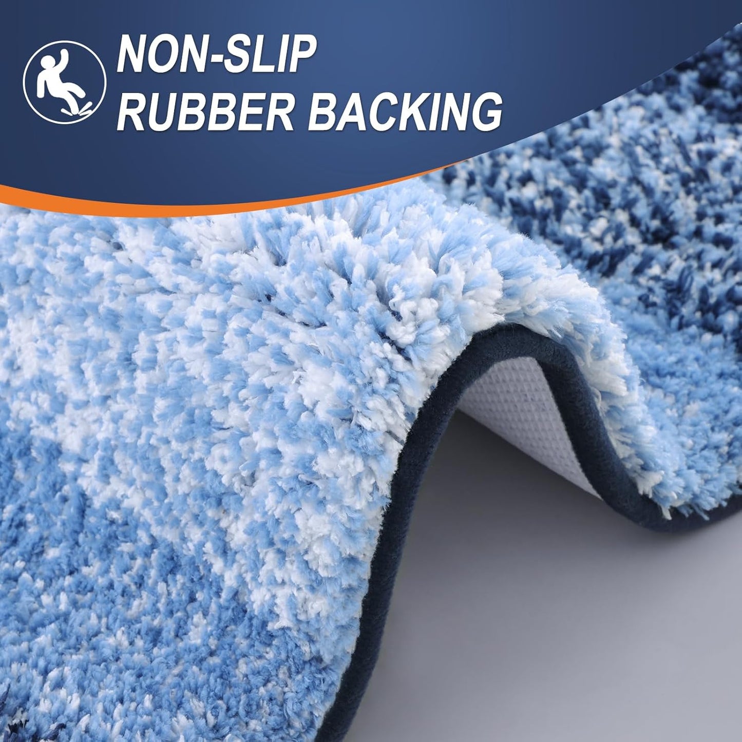 OLANLY Bathroom Runner Rugs - Extra Soft Microfiber Bath Mats | Quick Dry, Rubber Backing, 47x24 Navy