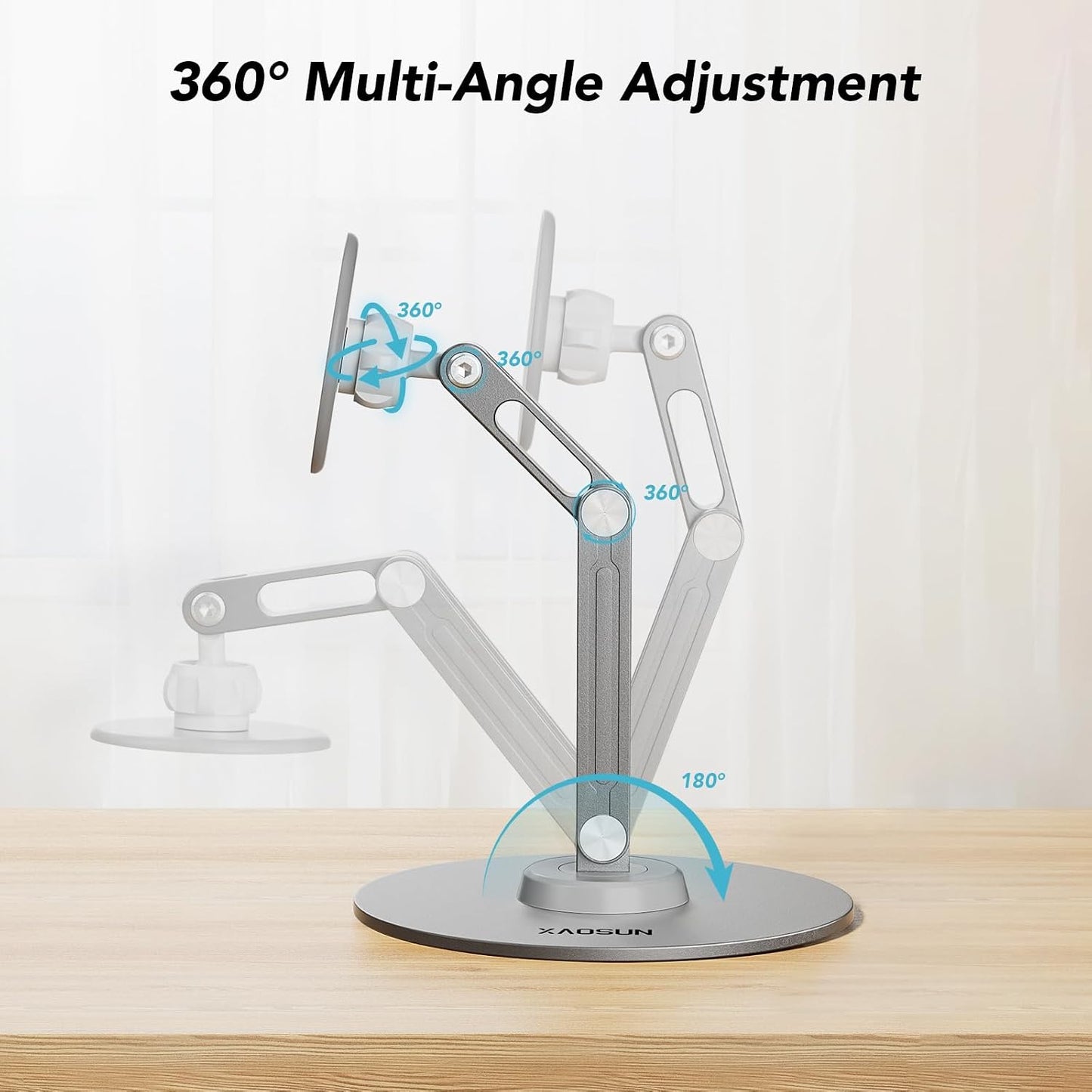 XAOSUN 360Rotation,Home Tablet Stand Magnetic for ipad Stand Desk Multi-Angle, Adjustable Foldable Tablet Holder,Metal