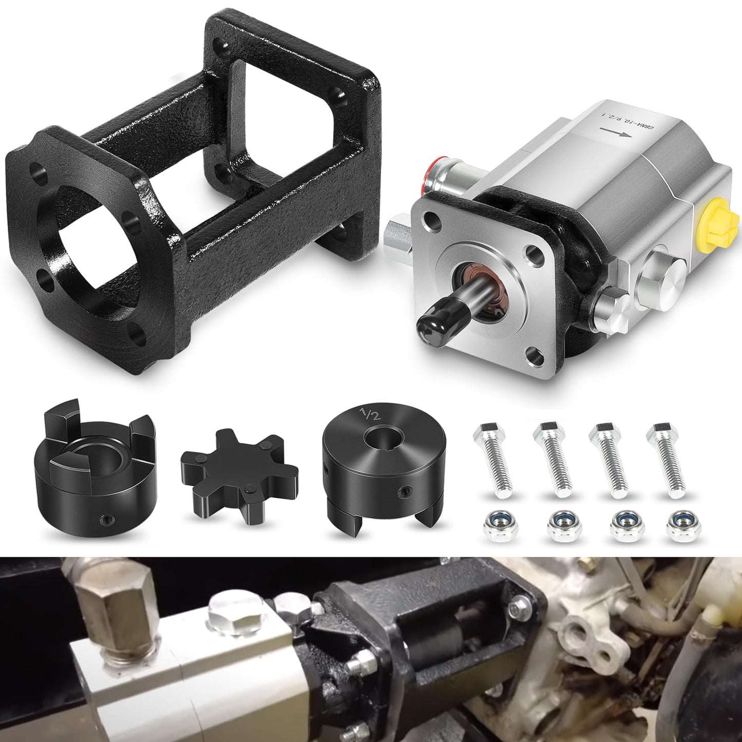Deargooday Log Splitter Build Kit: 13 GPM Pump, Coupler, Pump Mount, Bolts, for Huskee, Speeco, etc. for DIY Splitter Project or Repair, for 3/4" Engine Crankshaft