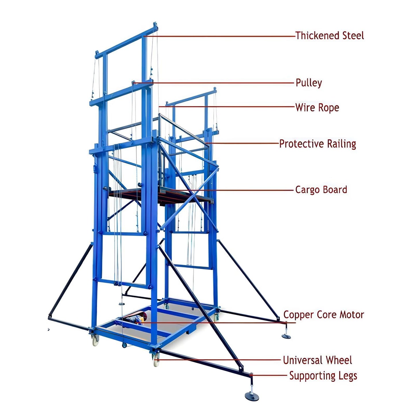 660LBS Load Electric Adjustable Lifting Scaffolding, Electric Scaffolding Lift Platform,Customizable Scaffold Equipment for Construction（9.8FT Lifting Height）