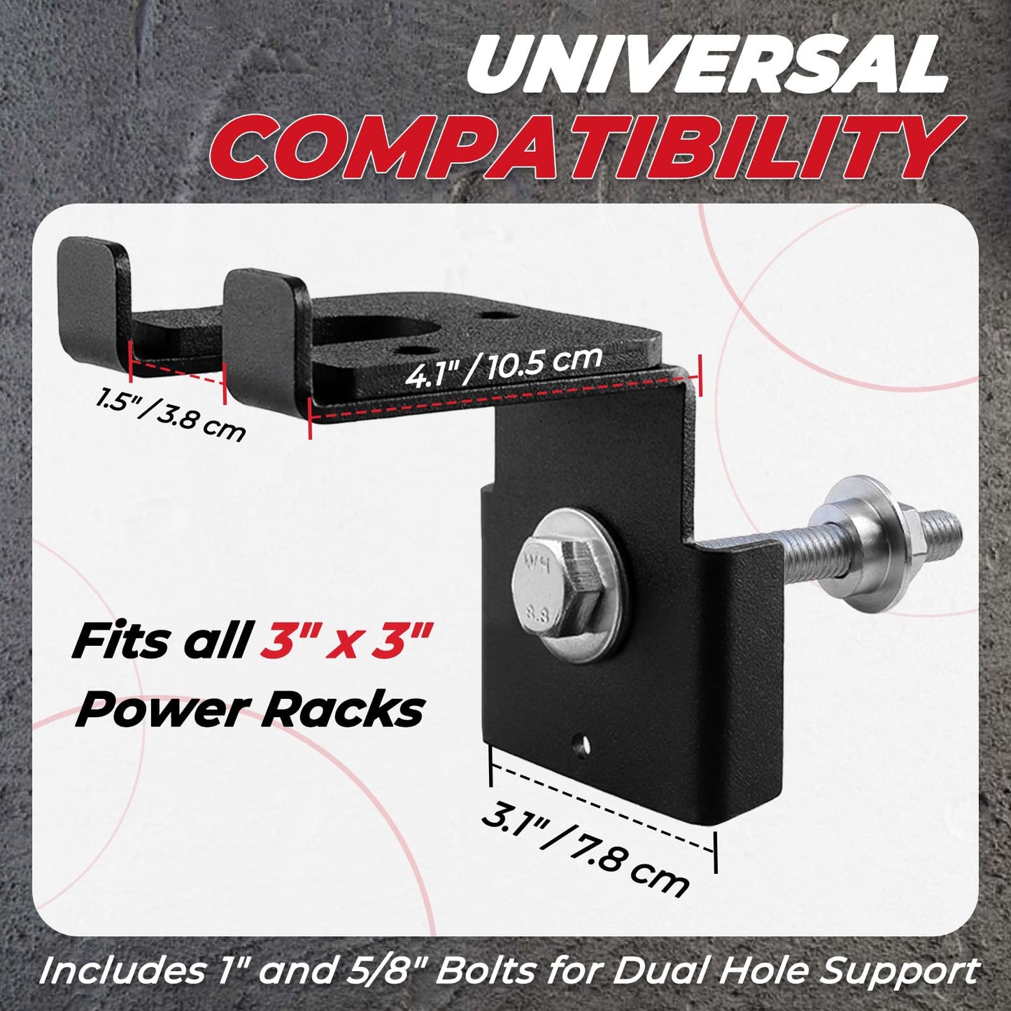 Lights Mountain Universal Vertical Barbell Holder for 3x3 Squat Rack, Tool-Free Installation with 5/8" & 1" Hole Hole Adapters, UHMW Lined Barbell Hanger, Heavy Duty Barbell Storage