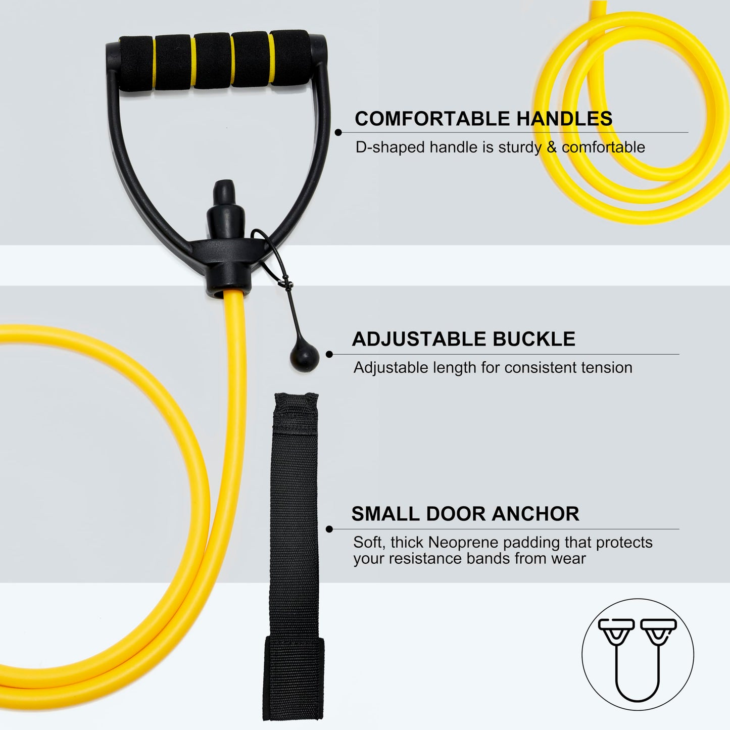 ZHIAMZ Resistance Band with Handles and Door Anchor, Adjustable Exercise Tube Band for Physical Therapy, Strength Training, Pilates and Home Workouts