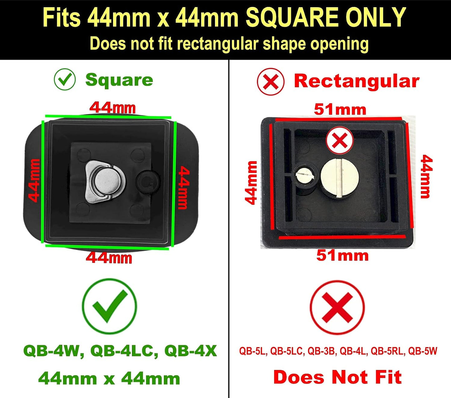 DaVoice 44mm Velbon, 60, QB-4W Tripod Quick Release Plate Camera Mounting Adapter Parts Replacement for Certain Ambico