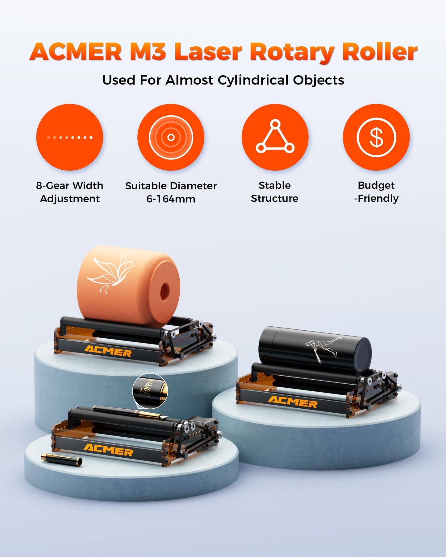 ACMER P1 S Pro 6W Laser Engraver and M3 Laser Rotary Roller