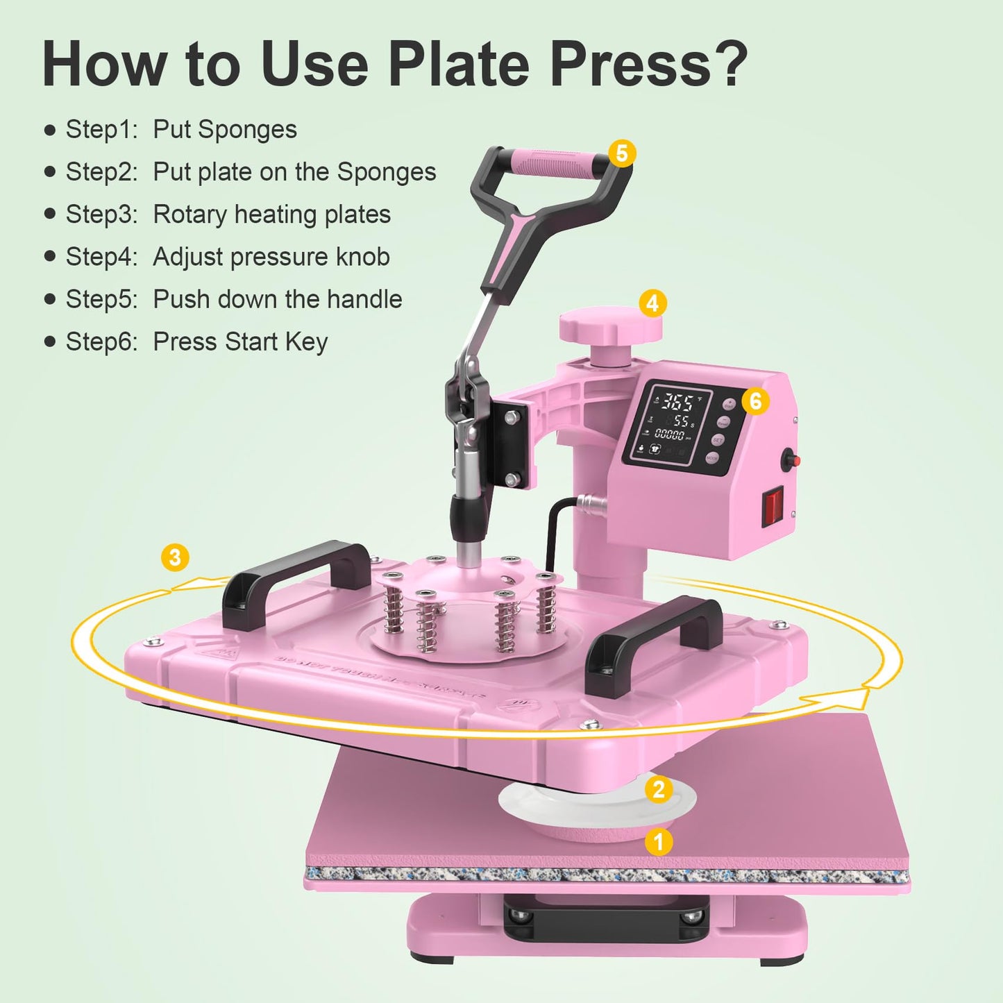 Seeutek Heat Press 5 in 1 Heat Press Machine 12x15 Inch Sublimation T Shirt Pressing with 30OZ 20OZ Tumbler Heat Press 360° Swing Away Heat Transfer Combo for T-Shirts, Hats, Mugs, Plates - Pink