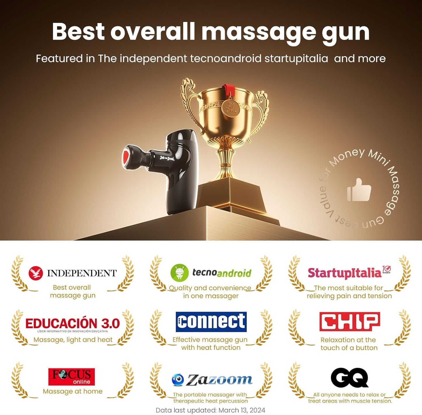 BOB AND BRAD M7 Plus Mini Massage Gun with Heat, FSA Eligible & HSA Approved Deep Tissue Percussion Massager for Back & Neck Stiffness - Portable, Quiet, Ultra-Lightweight