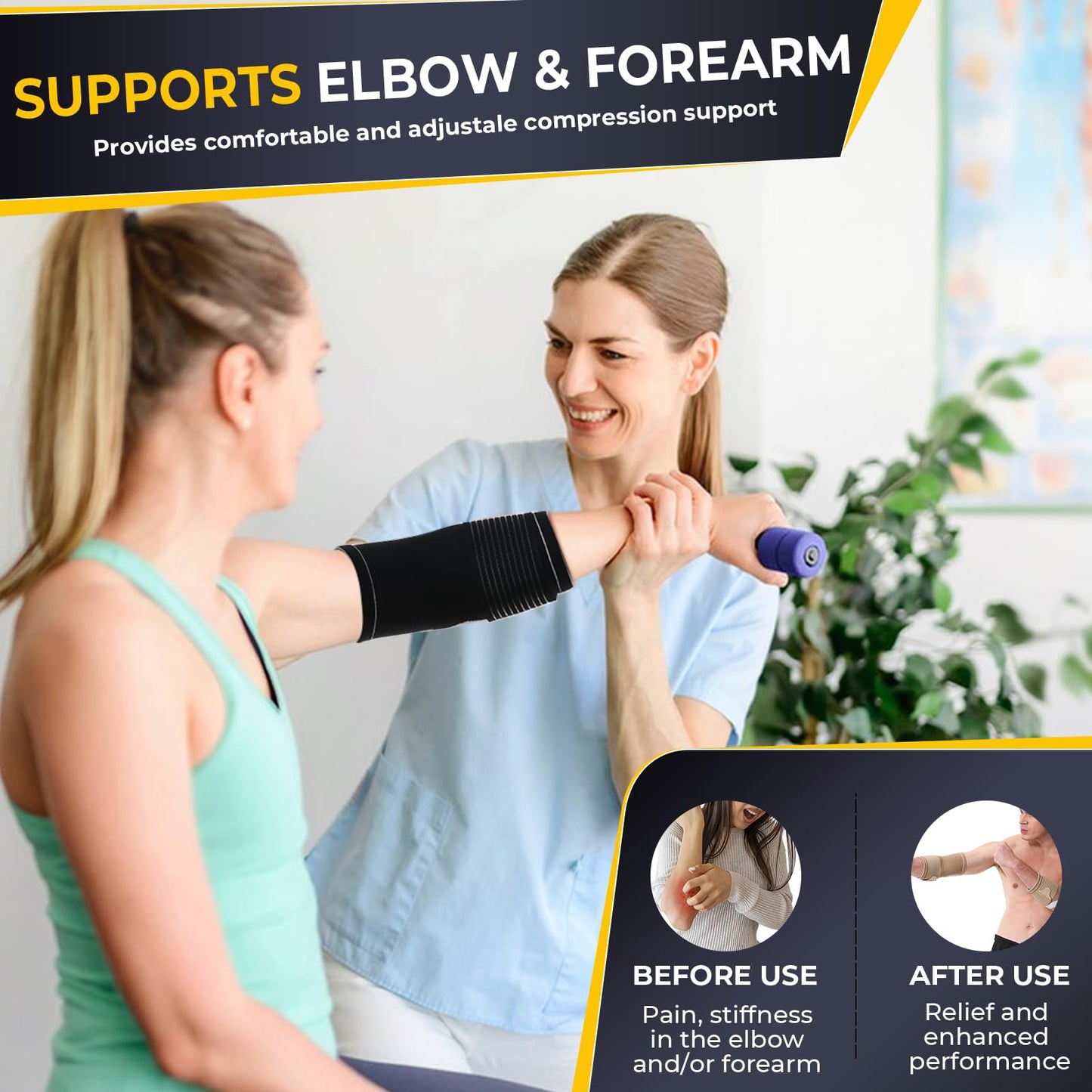 NeoTech Care Elbow Support Brace (Black, Size M, 1 Pair)