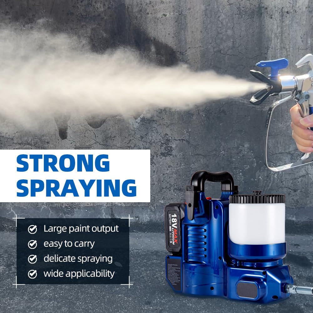 Cordless Paint Spraying Gun, Quickly Shot Spraying Compatible with Makita 18V Battery, Spraying Paint Gun with 70inch Adjustable Hose for 360° Full & High Reaching Paint (Batteries Included, Blue)