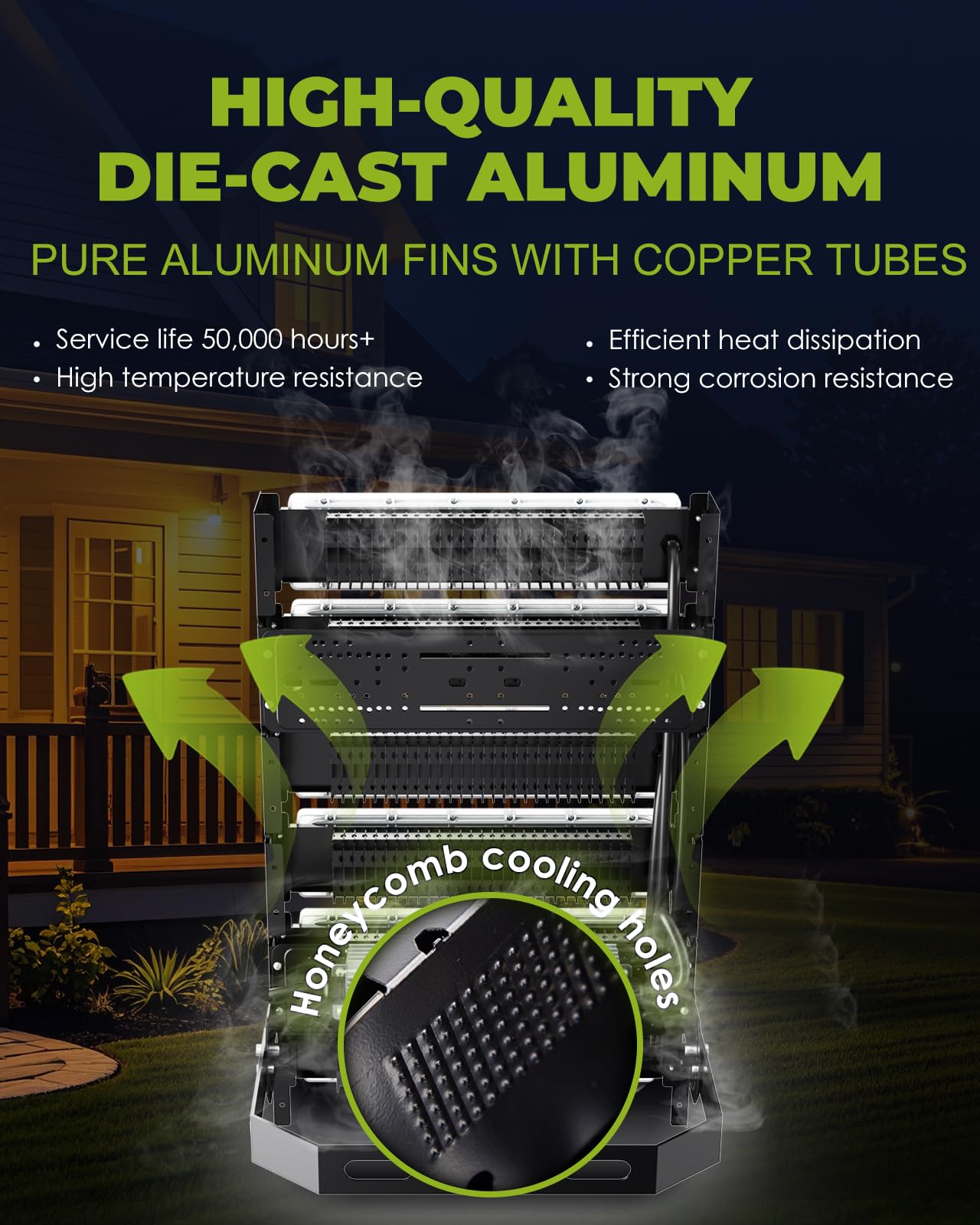 LED Stadium Light – 2000W Equivalent High Mast Flood Light 48,000LM, IP66 Waterproof, 50,000Hrs Lifespan, 120° Wide Beam for Tunnels/Parking Lots/Fields – Super Bright & Energy-Saving (300W, 85V-305V)