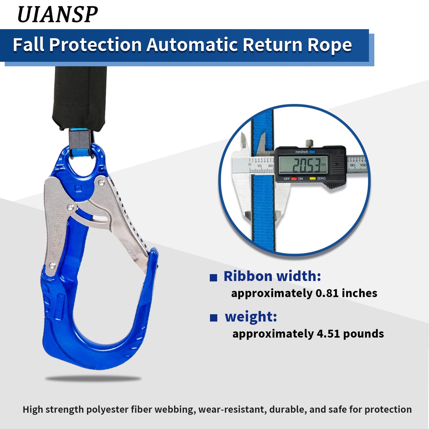 UIANSP 6ft Self Retracting Lifeline Retractable Fall Arrest Construction Roofing/Fall Protection Retractable Safety Lanyard External Shock Absorber Fall Arrest Safety