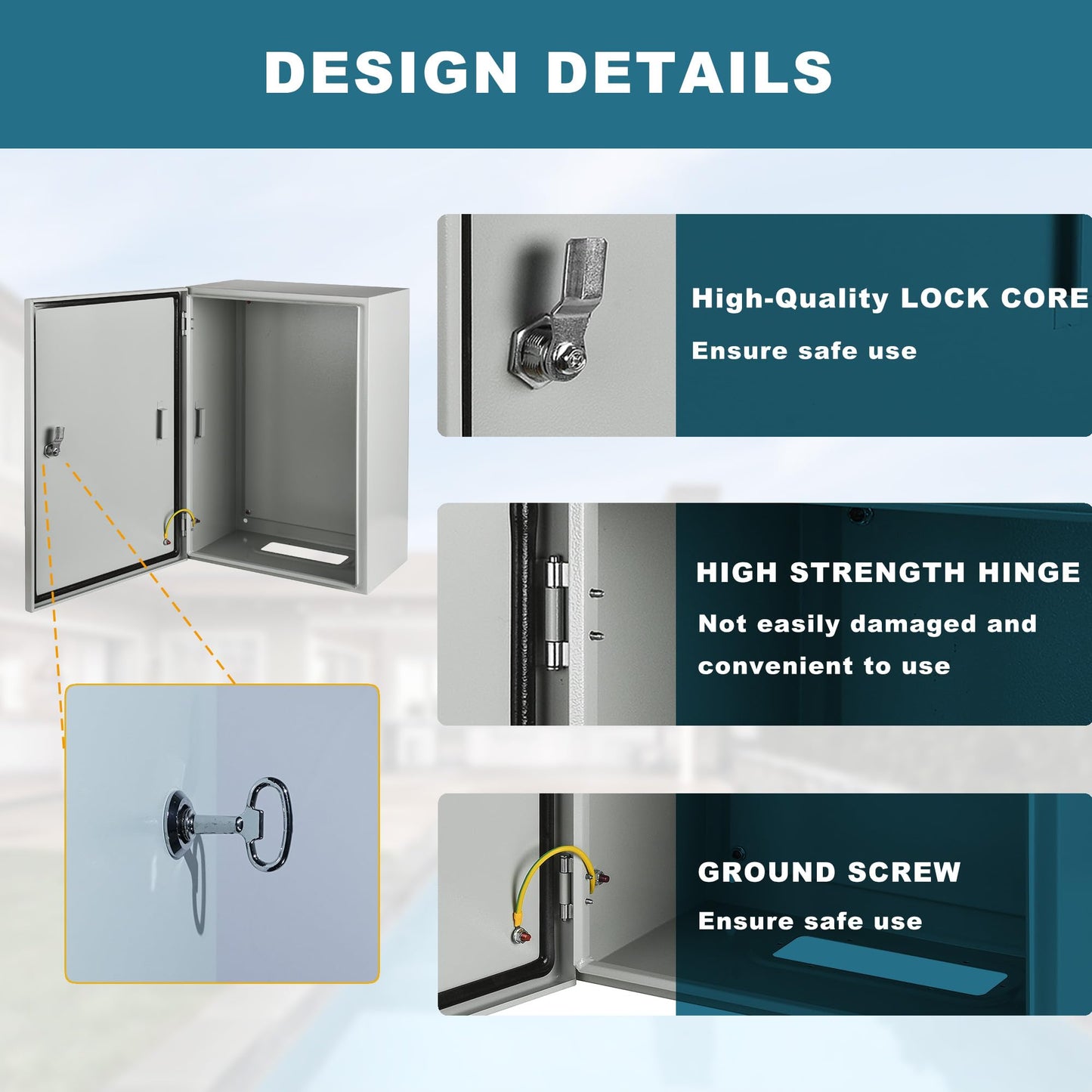 Waterproof Electrical Enclosure 24 x 16 x 12'', Outdoor Electrical Box Weatherproof, Electrical Junction Box with Reinforced Lock