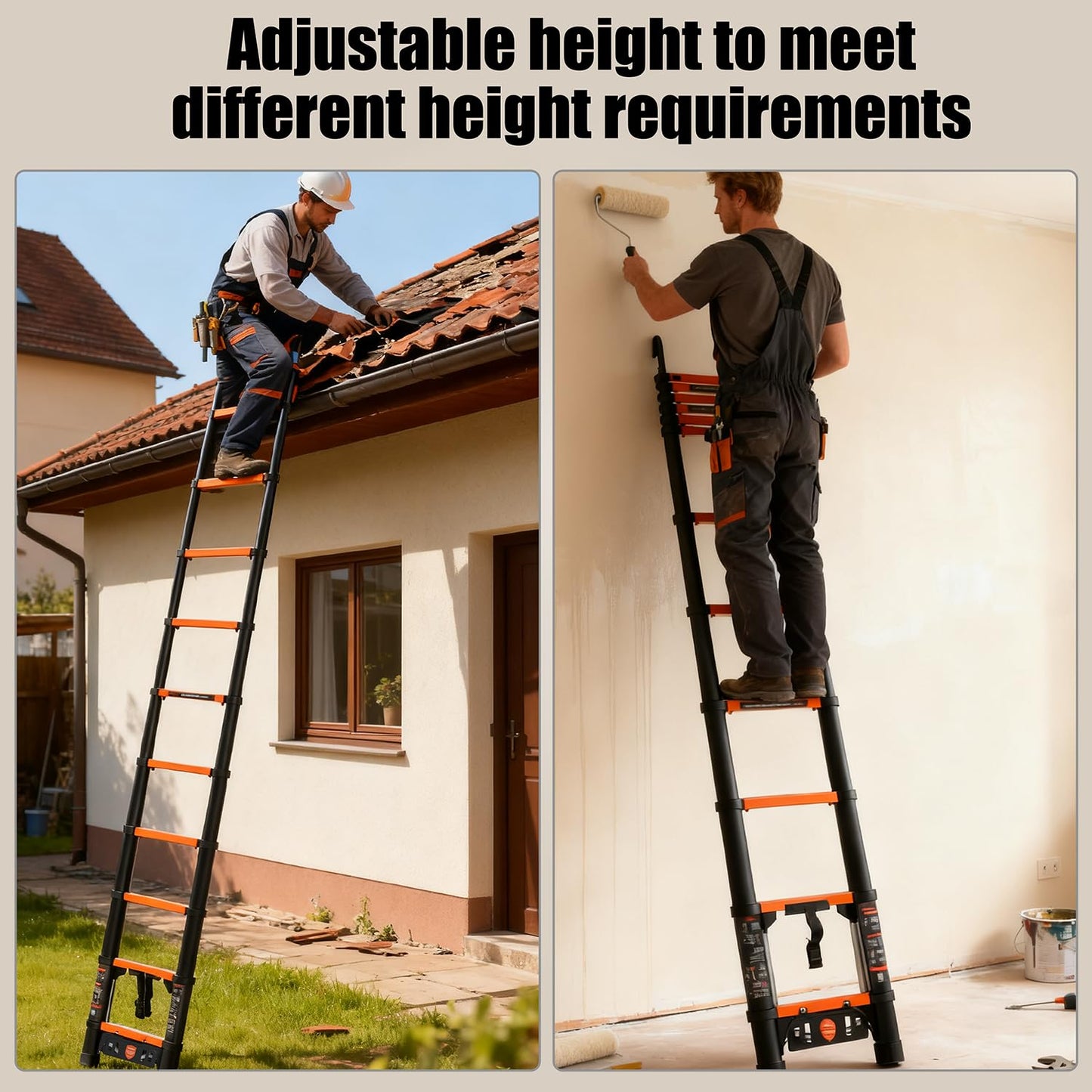 AOPENG Telescoping Ladder,10.5FT Quick Folding Aluminum Extension Ladder for RV/Home/Outdoor, 330lbs Max Load
