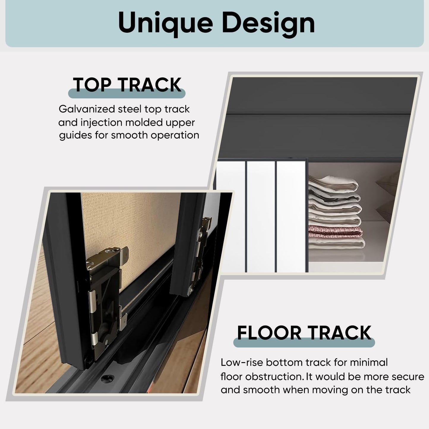 JUBEST Sliding Closet Door 72 x 80", Black Farmhouse Sliding Door with Top & Bottom Track Kits, Preassembled Frosted Glass Bypass Closet Door, Easy to Install