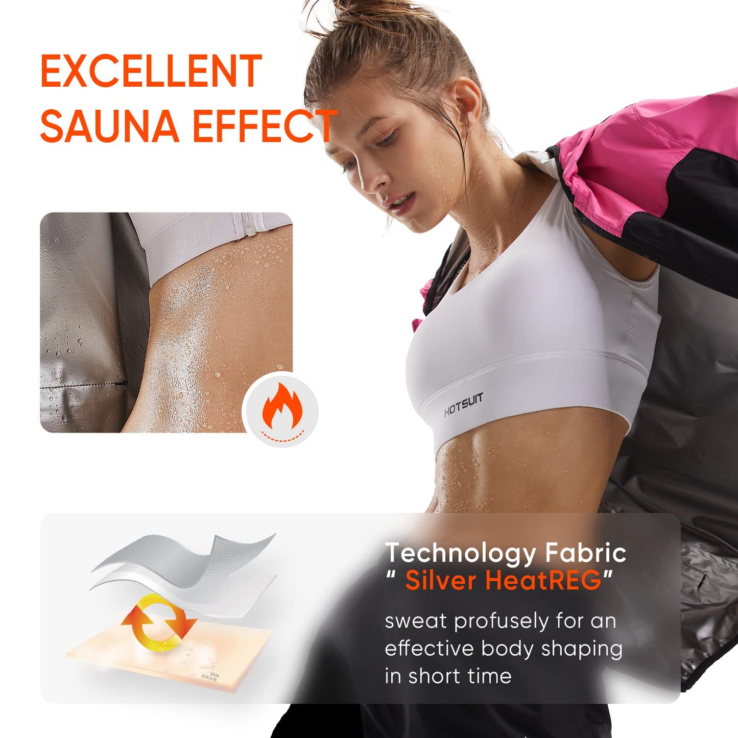 HOTSUIT Sauna Suit for Women Weight Loss Sweat Suits Sauna Jacket Pant Machine Washable Anti Rip for Gym Workout Exercise