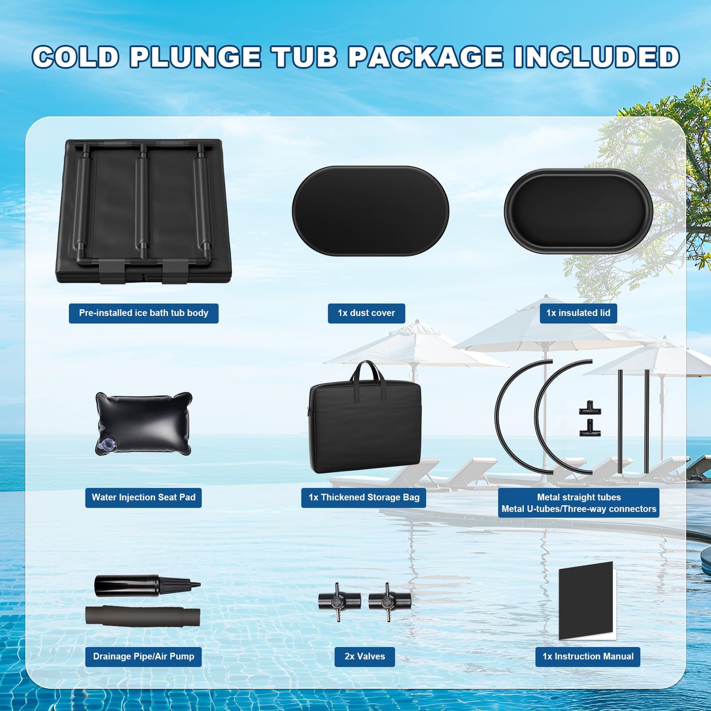 Ice Bath Chiller & Cold Plunge Tub Bundle, 1/3HP Cold Plunge Chiller with Built-in Pump & Filter, 148Gal Insulated Ice Bath Tub for Cold Therapy, Recovery, Muscle Relaxation & Wellness at Home