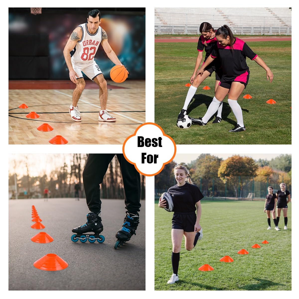 75/50/25 Pack, Pro-Grade Soccer Training Cones Set, Durable Agility Soccer Cones with Carry Bag & Strap Holder Ideal for Sports Training, Football, Soccer, Basketball- Trusted by Coaches & Athletes