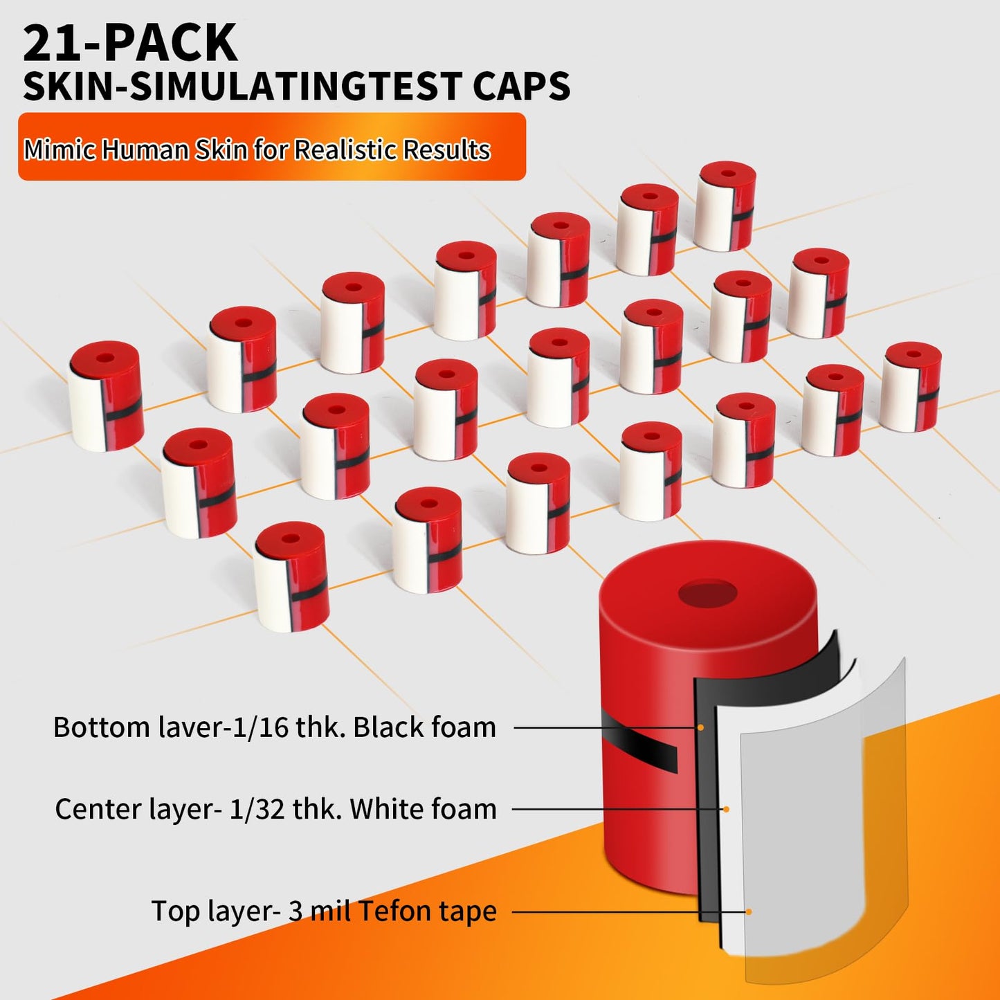 CHENNTAI Sharp Edge Tester, with 3 Layer Test Caps 21 Pack 1.5 Lbs Pressure 2 in Single Stroke 2-5 Sec Test Time UL Certified for Detecting Sharp Edges on Electrical Products Household Appliances