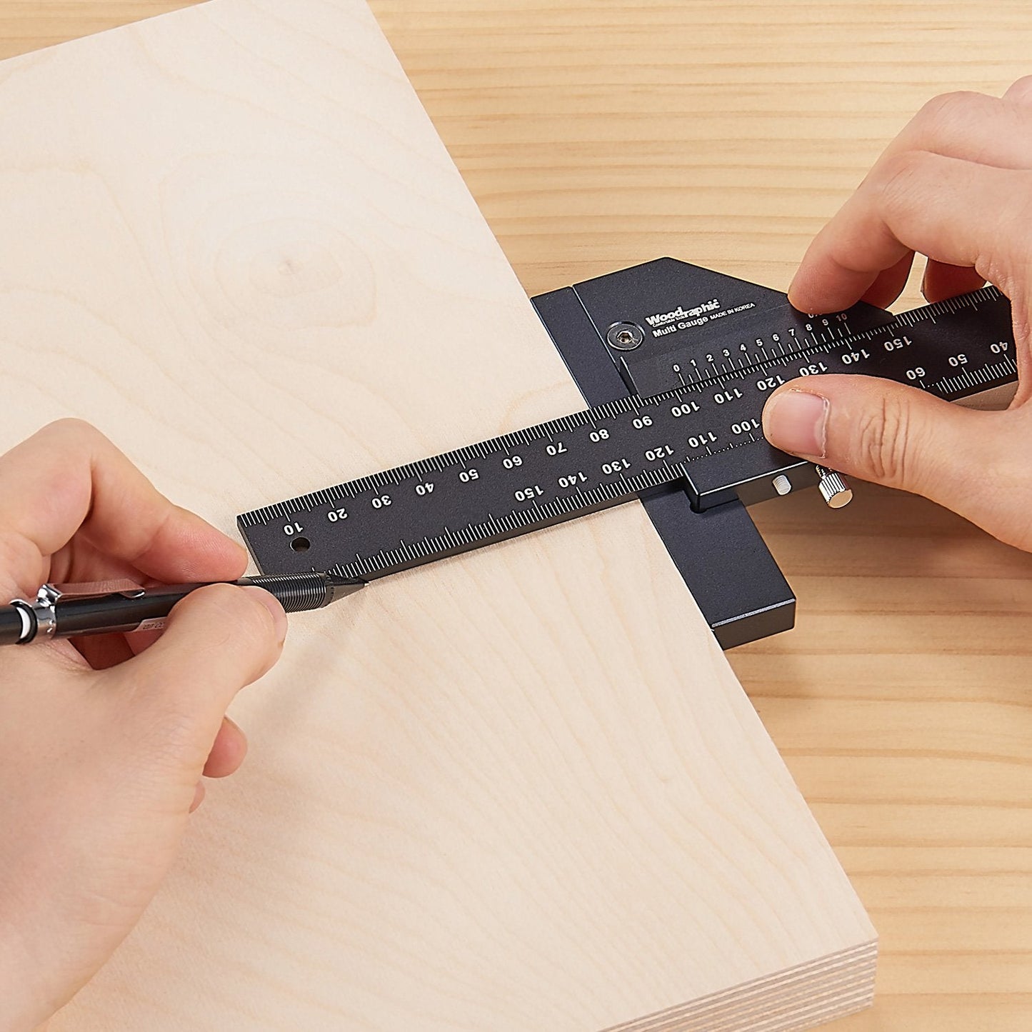 Woodraphic Scriber Gauge – Precision Marking Tool, Measuring Ruler, Layout Square, Thickness Gauge, CNC Aluminum Woodworking Tool for Joinery, Framing, Cabinet - Professional Classic Model (900mm)