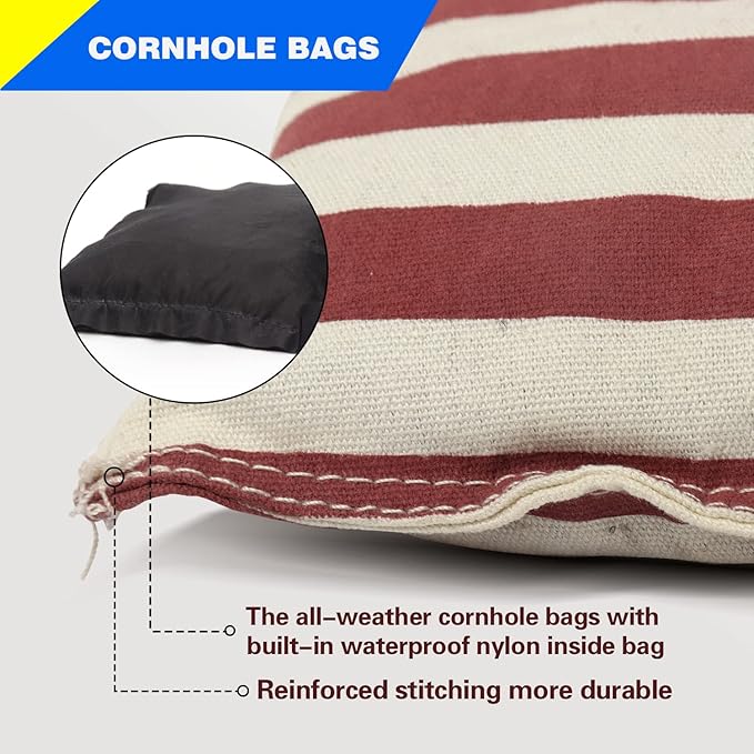 GSE Games & Sports Expert Set of 8 Premium Weather Resistant Cornhole Bags. Regulation Size and Weight Bean Bags for Cornhole Toss Games (Several Styles Available)