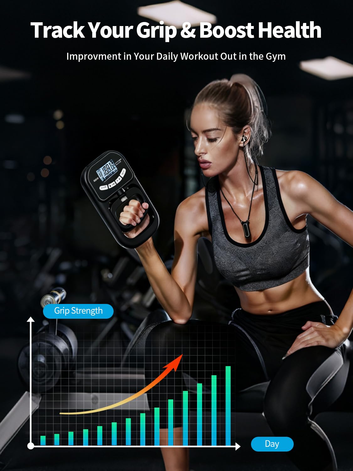 Saicefe Grip Strength Tester Trainer Electronic Hand Dynamometer of 396lbs/180kg & Grip strengthener with Adjustable Resistance for Sports Home Gym with Digital Display Precision Training for Rehab Fitness