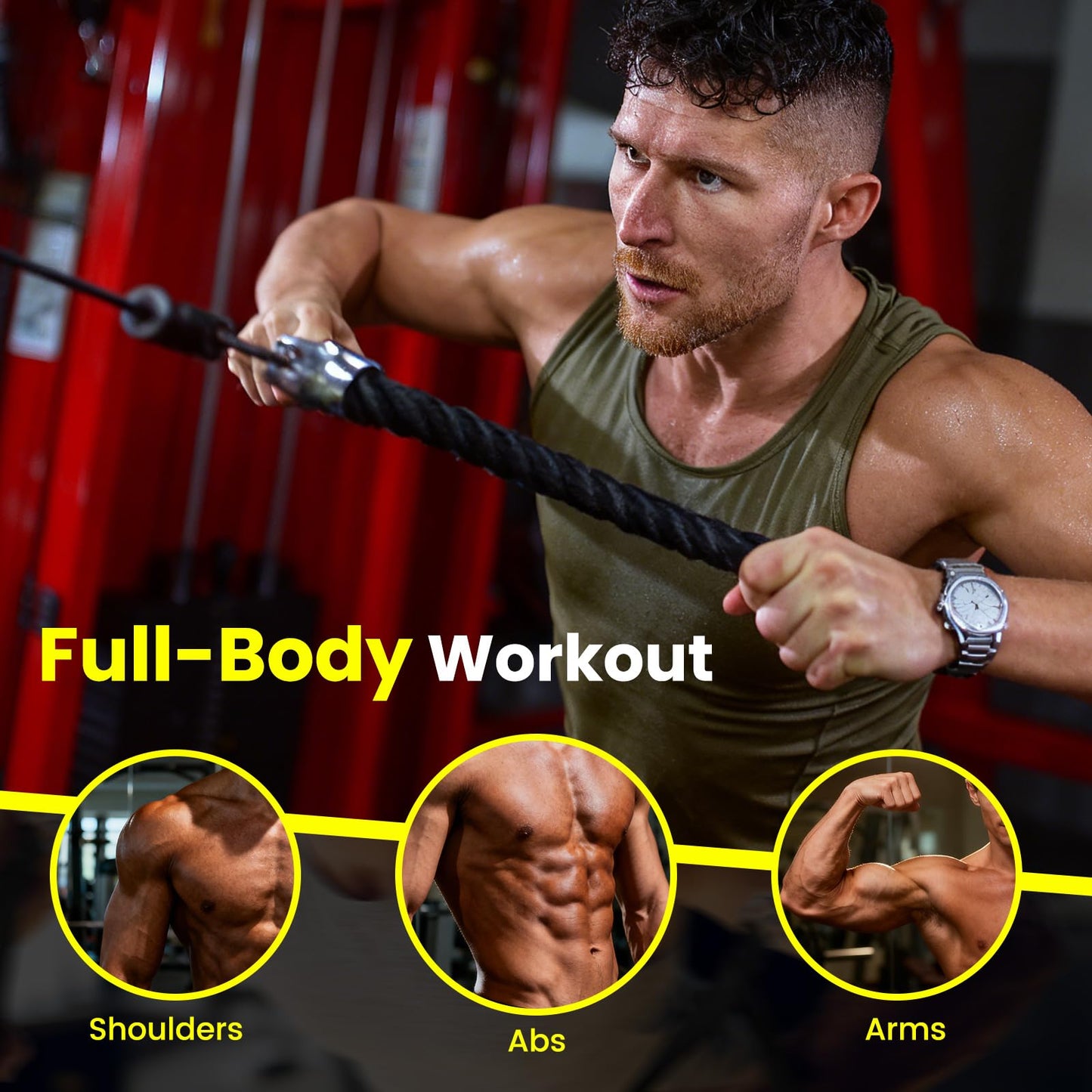 TANBOXMMA Pulley System for Home Gym, Wall Mount LAT Pull Down Machine Attachment with 3 Handles, for Back, Arm, and Chest Workout