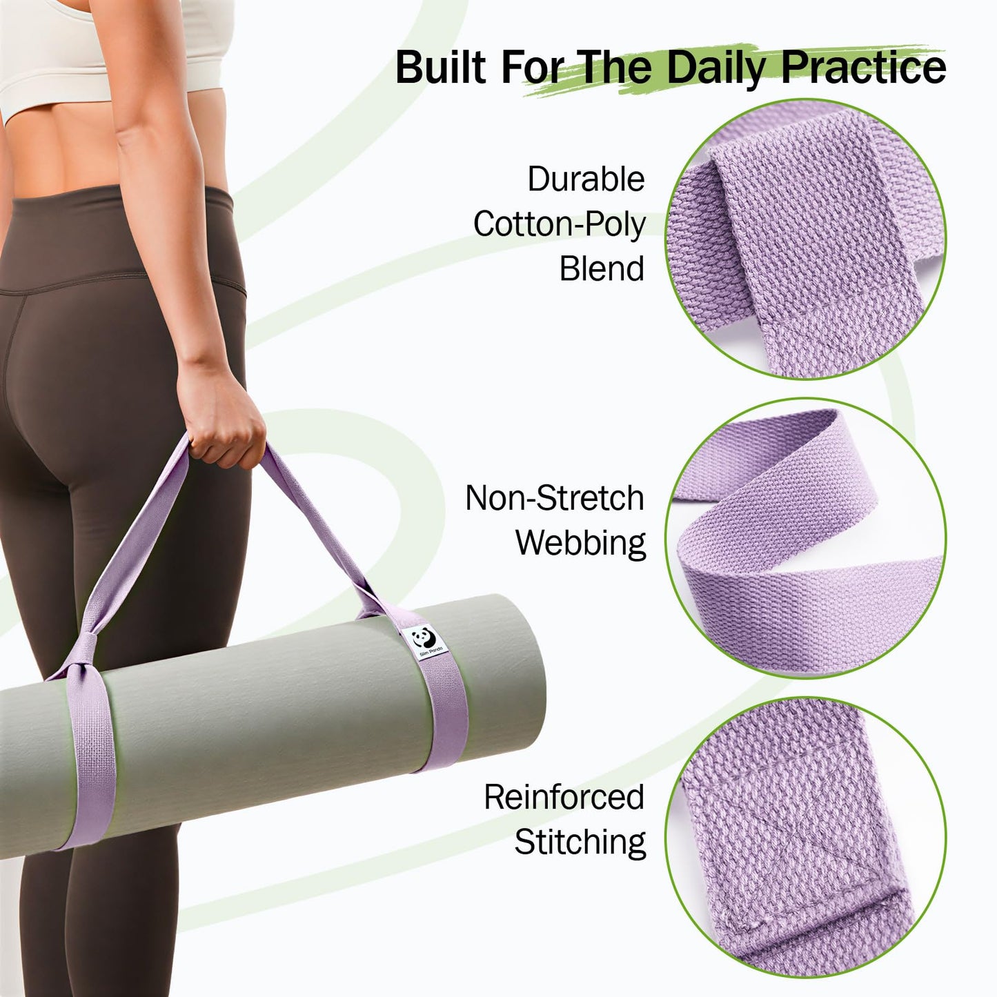 Slim Panda Yoga Mat Straps for Carrying, Adjustable Yoga Mat Carrier Sling Fits All Mats(Mat Not Included)