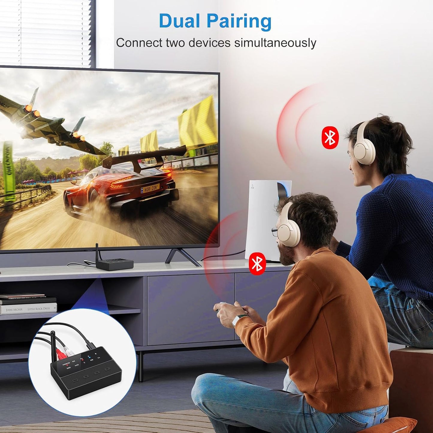 Criacr 5.3 2 1 2 Bluetooth Audio Adapter, Bluetooth AUX Adapter, in Transmitter Receiver with aptX Low Latency