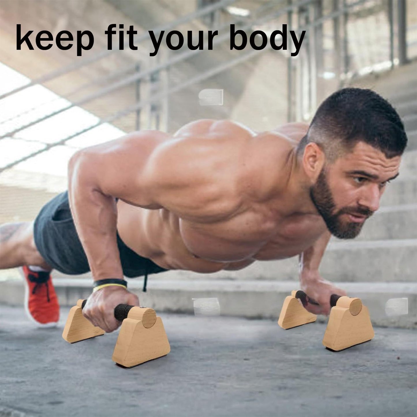 Dlengyanmi Wooden Fitness Equipment - Portable Home Calisthenics Equipment, Universal from Beginner to Advanced, Men's Inverted and Push Up Handle ﻿