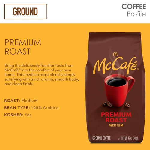 McCafe Premium Roast Ground Coffee - Medium Roast, 12 oz Bag for Rich Flavor and Aroma