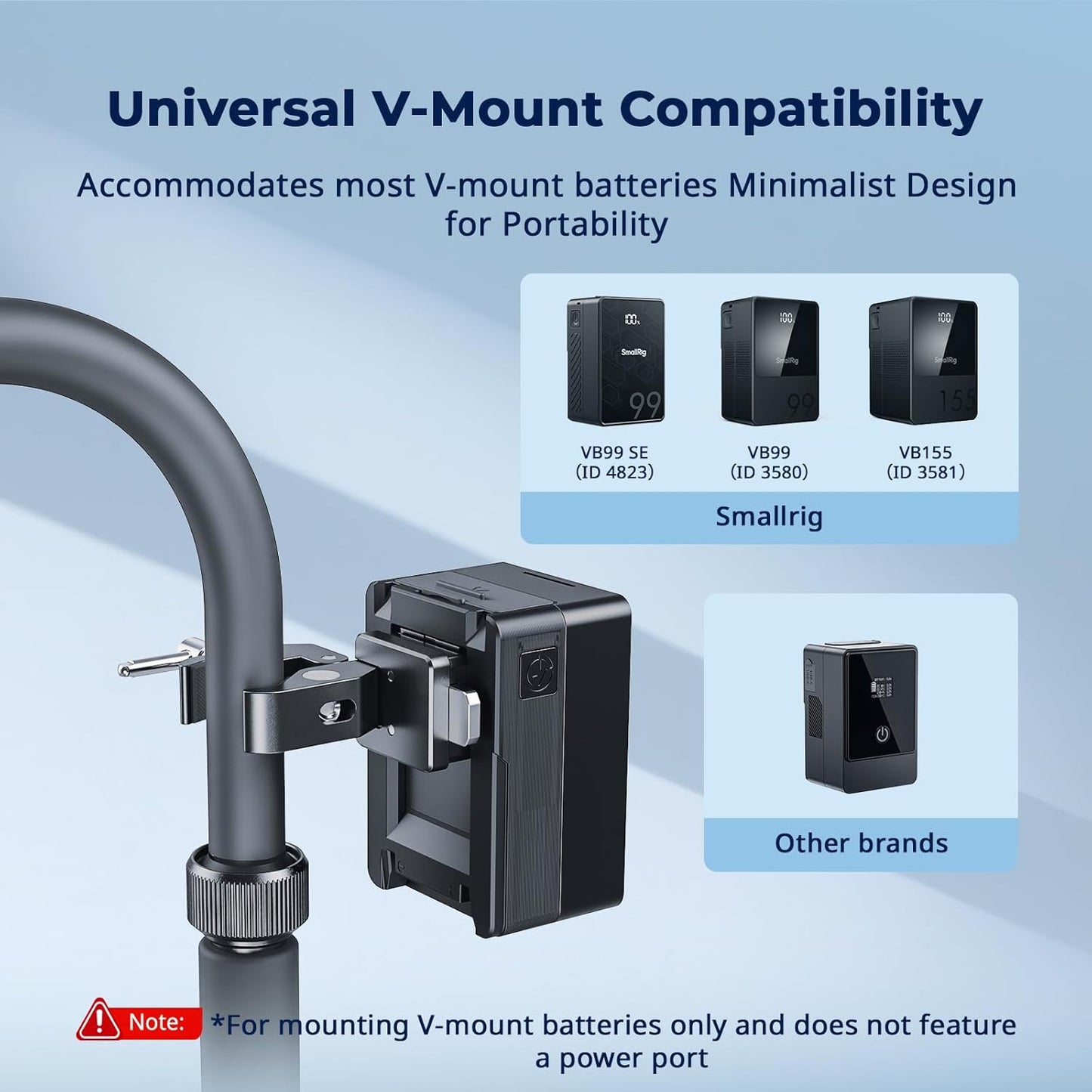 SMALLRIG 15-40mm 1.5kg 5313 V-Mount Crab-Shaped Clamp, Non-Slip Clamp, Load-Bearing Compatible with Multiple Brands