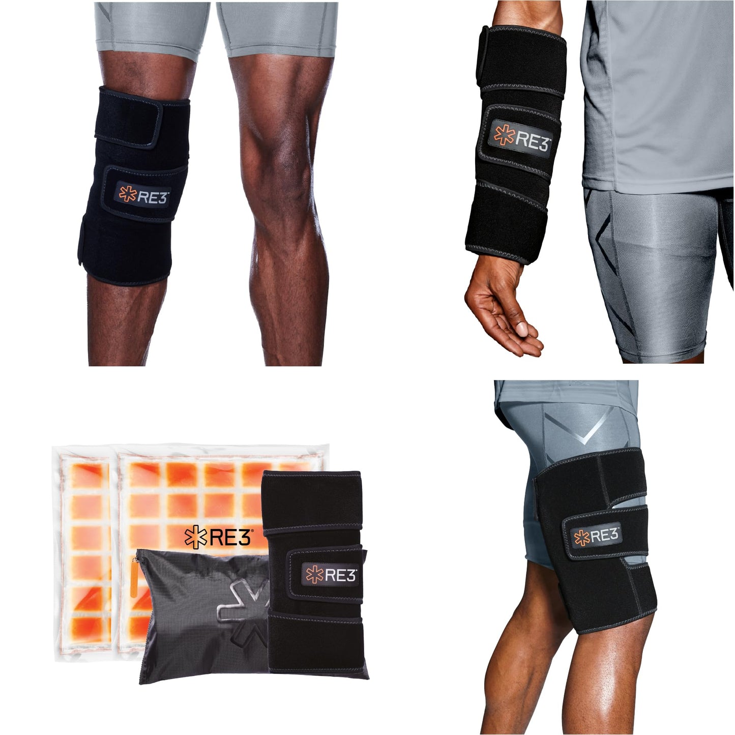 RE3 Ice Compression Pack for Knee, Arm & Leg - Powerful & Effective Cold Compression Cryotherapy Wrap for Chronic Pain, Knee Replacement, Swelling - 2 x Ice Core Blankets, Standard One Size Fits Most