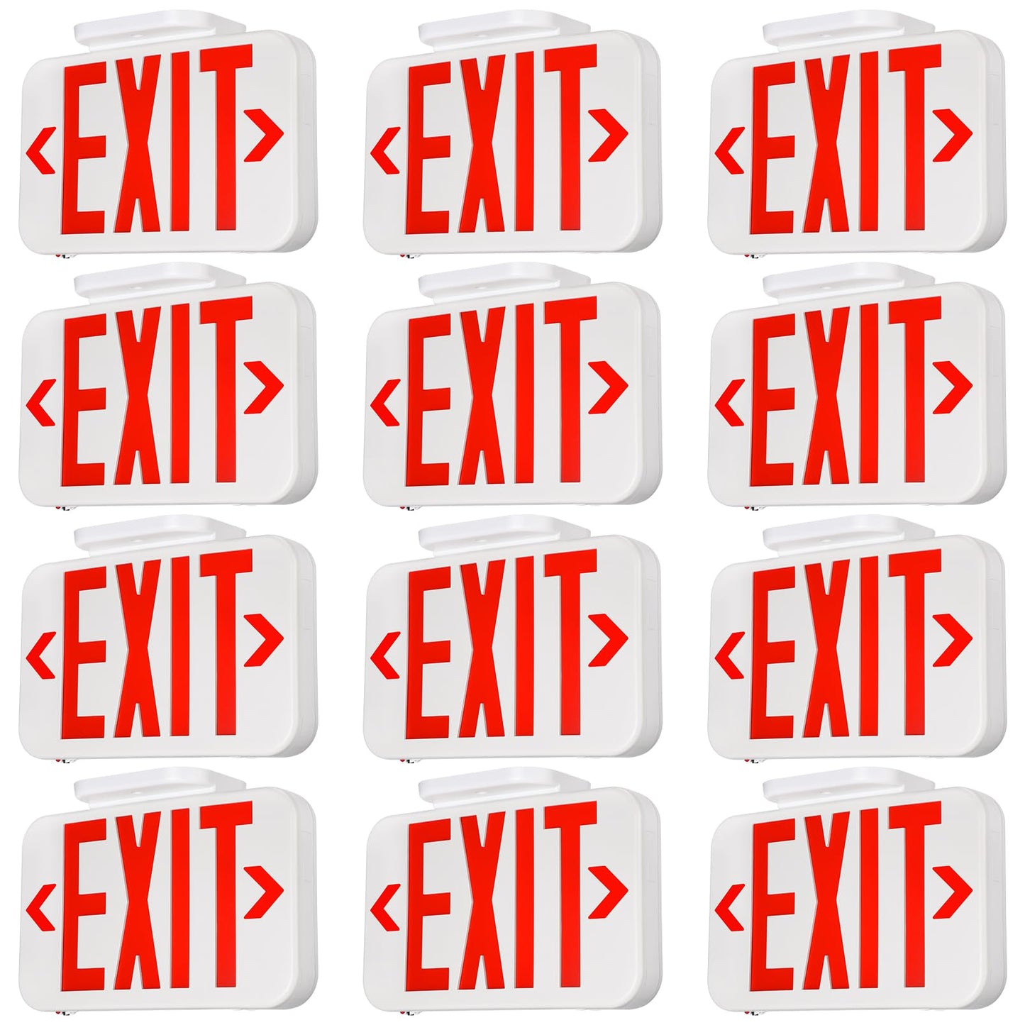 TORCHSTAR 12-Pack LED Exit Sign, Emergency Exit Light with Battery Backup, Double Face, UL 924, AC 120/277V, Damp Location, Hardwired Red Letter Exit Lights for Business Indoor