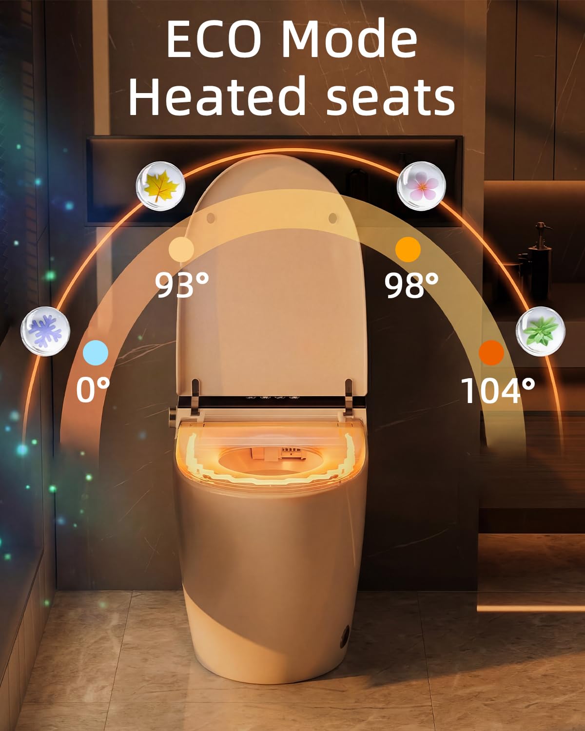TOTTE Luxury Smart Toilet with Bidet, Hands-Free with Auto Open/Close Lid & Self-Cleaning Bowl | Adaptive Warm Water Wash & Heated Seat, Built-in Aroma, One-Piece Elongated Design