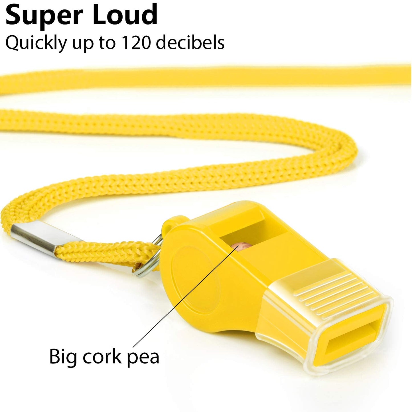 Fya Whistle with Lanyard and Mouth Grip, Super Loud Sports Whistles, Perfect for Coaches, Referees, Emergency, Lifeguard, Survival, Outdoor (Yellow)