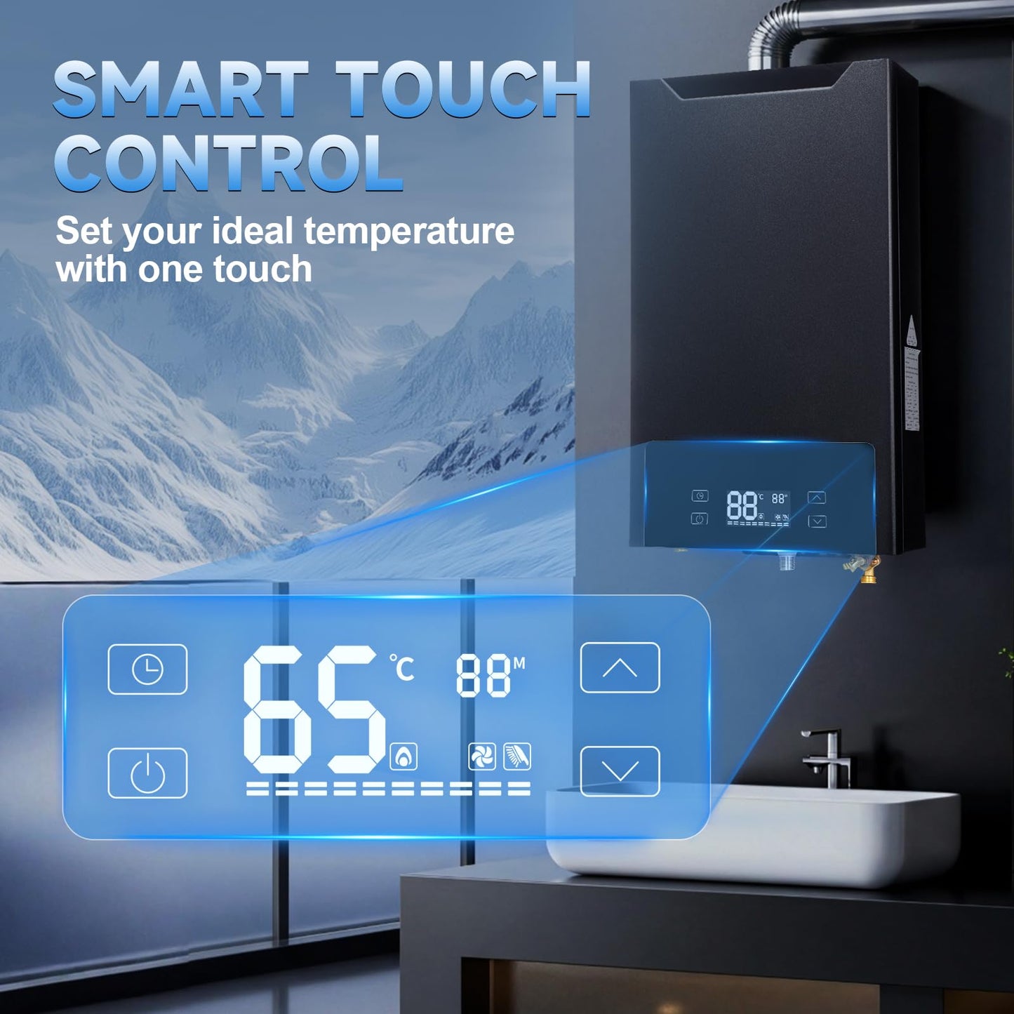 GEARPASS Propane Gas Tankless Water Heater, 6.3 GPM, 160,000 BTU Indoor, On Demand Instant Hot Water Heater with Touch LED Temperature Display and Multi-Protection