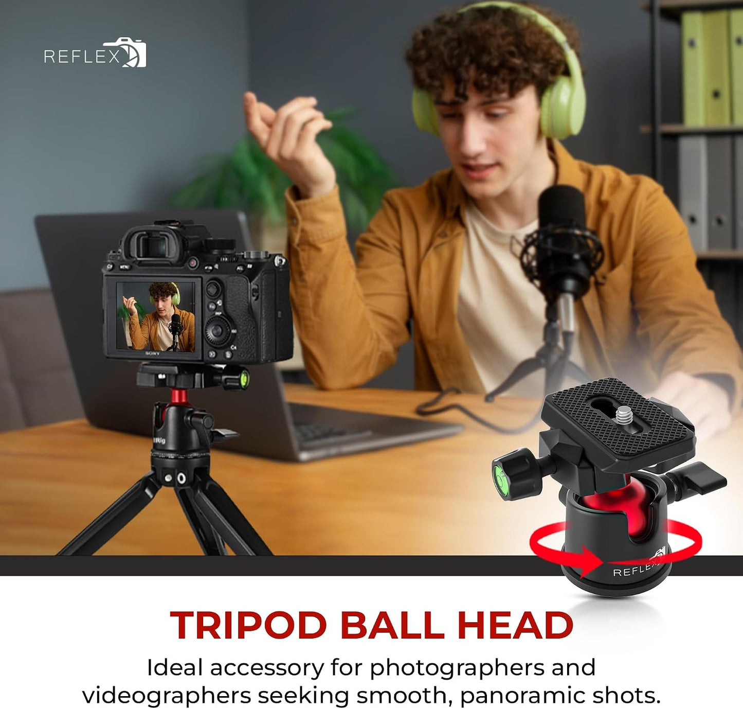 Reflex Camera 9" 360 1/4"-20 5Kg Metal Mini Tripod Desktop Tripod with Ball Head and Screw for DSLR Cameras