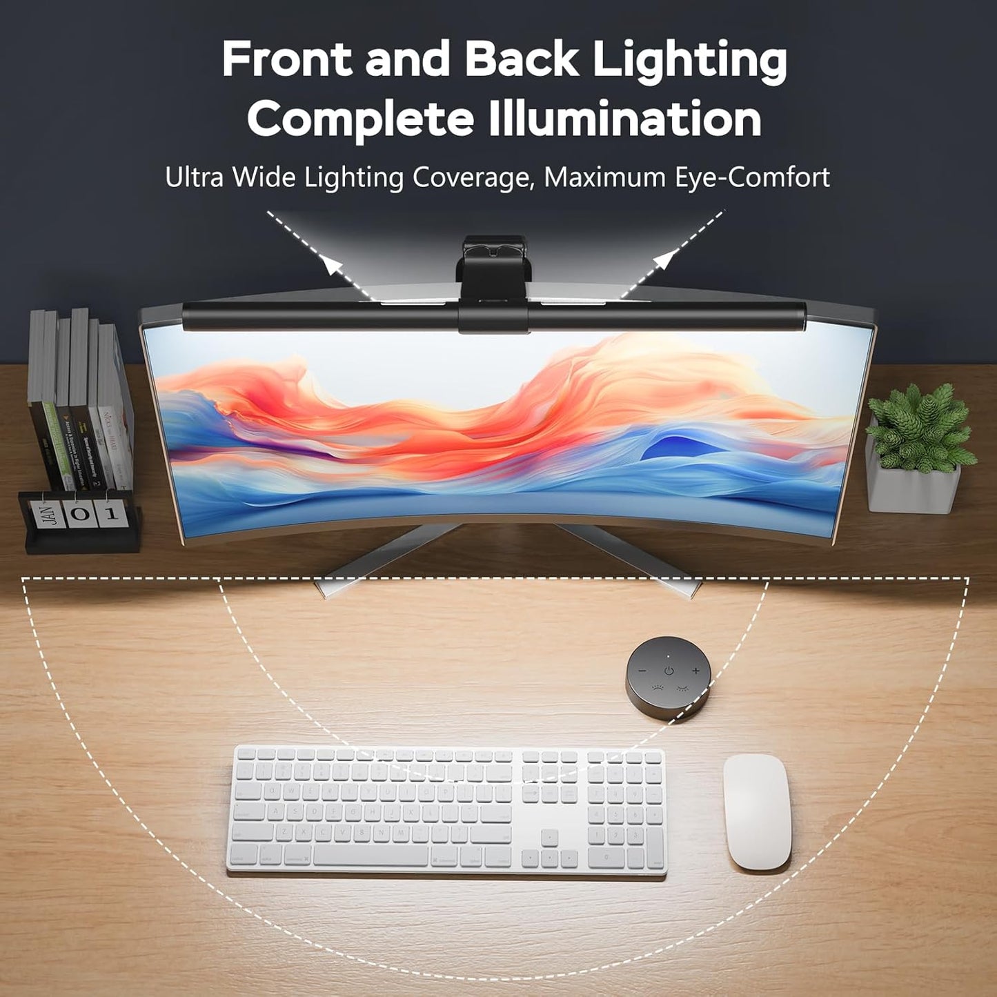 Ra95 Dimmable 16.14" 1-Pack OOWOLF Monitor Light Bar with Remote, Computer Monitor Lamp for Eye Caring, USB Reading