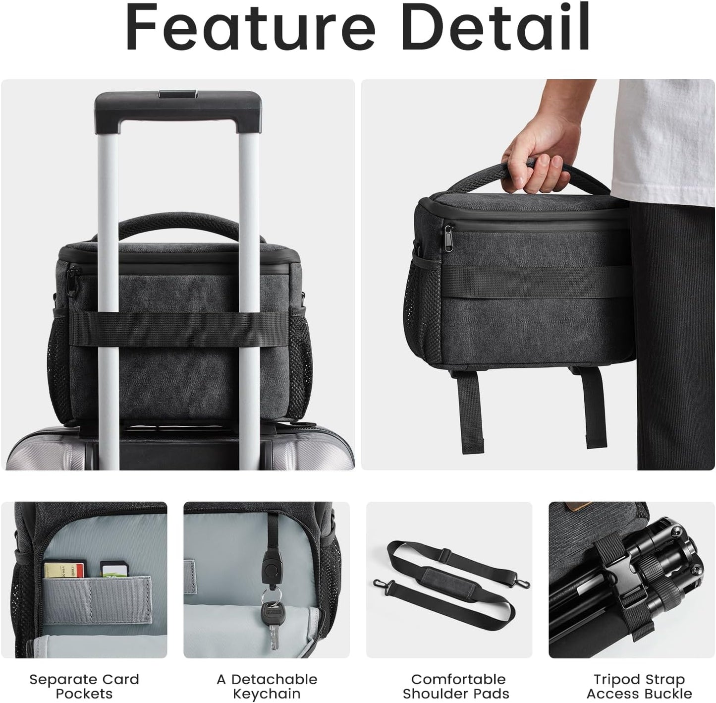 S-ZONE Camera Bags for Photographers Small Crossbody Shoulder Bag DSLR SLR Mirrorless Camera Case with Tripod Holder