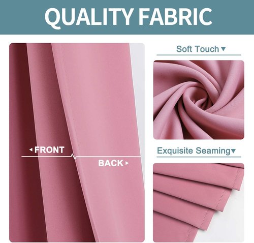 ChrisDowa Small Window Curtains - 40-Inch Grommet Thermal Insulated Room Darkening Panels | Pink (Set of 2)