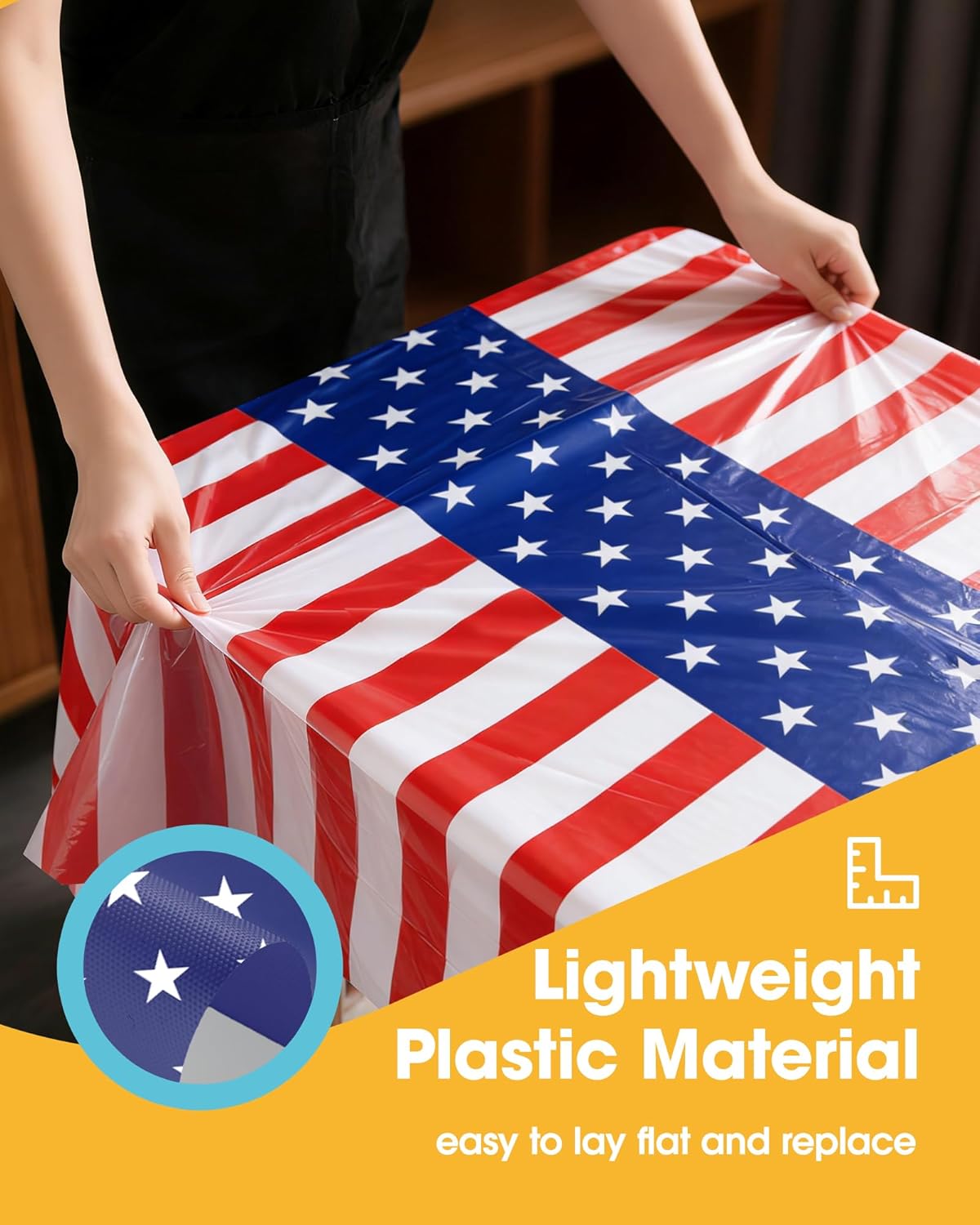Niuara American Flag Tablecloth - 4 Pack Disposable 54" x 108" Patriotic Decor for 4th of July & Memorial Day