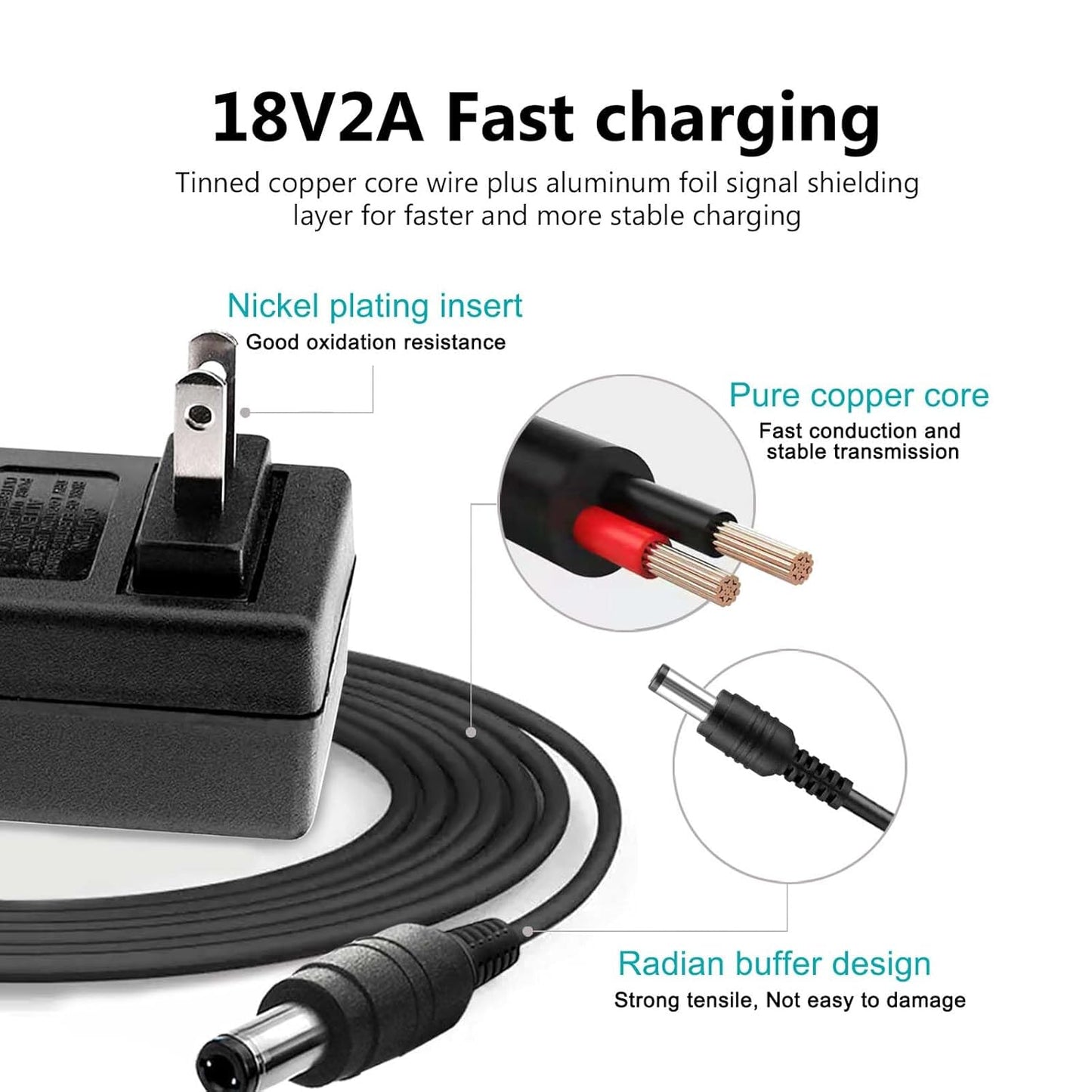 RCBCH 18V 2A 36W 3.5x1.35mm 4.0x1.7mm (6 AC Adapter Power Supply Switching Wall Mounted Power Adapter Compatible