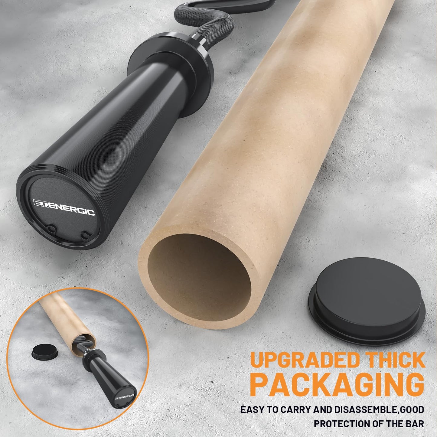 E.T.ENERGIC 47" Olympic Super EZ Curl Bar 500-lbs Capacity Steel Barbell Suitable for 2" Barbell Plates