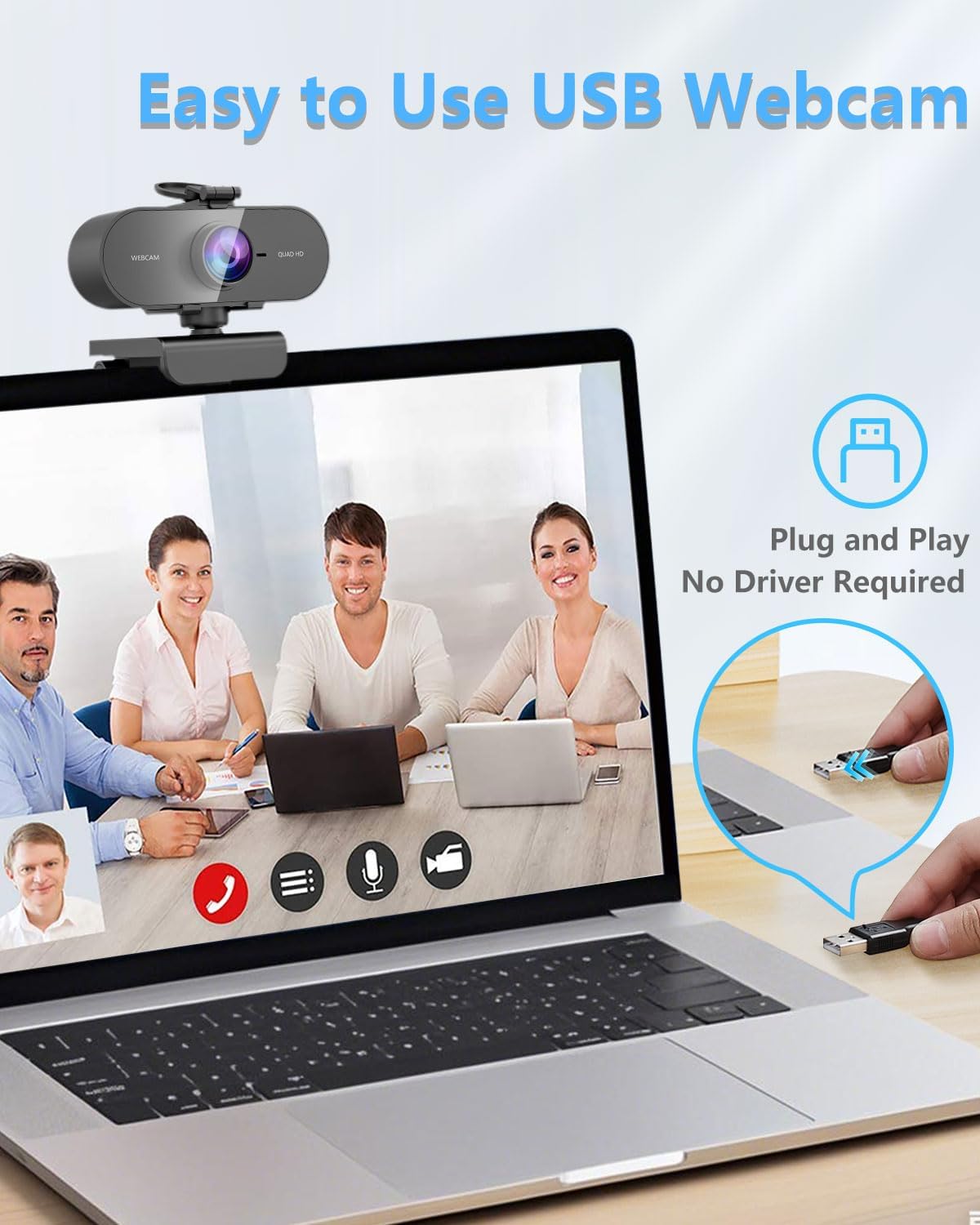 FWV 2K Webcam for PC Mac Laptop with Microphone,Full HD Web Cam for Streaming with Privacy Cover Sliders,USB C Web