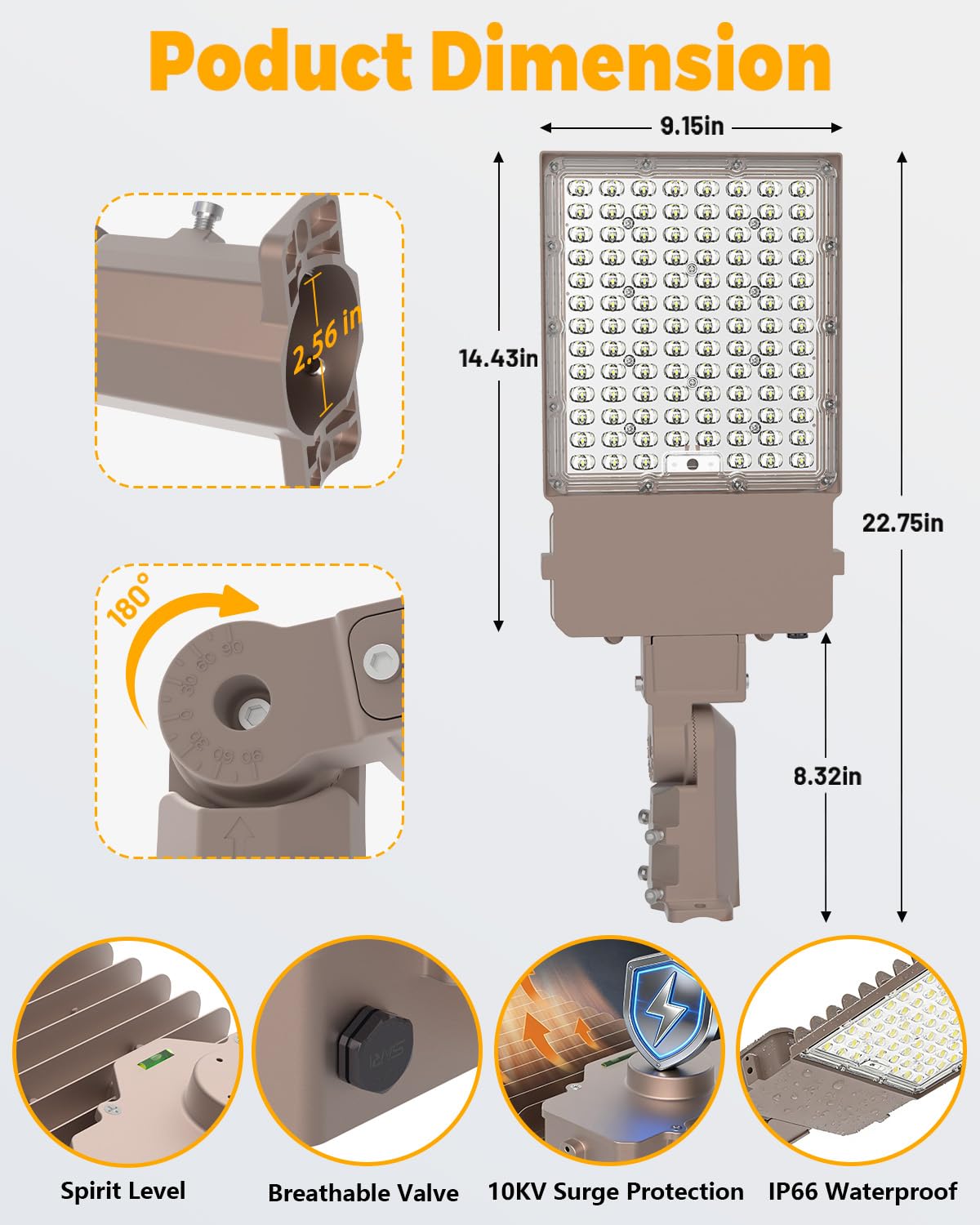 CLLIGHTING 300W Parking Lot Light: 160lm/W 5000K Arm & Slip Fitter Mount LED Parking Lot Lights for Commercial - IP66 Waterproof Rating LED Pole Light for Parking Area with 48000LM 2PACKS