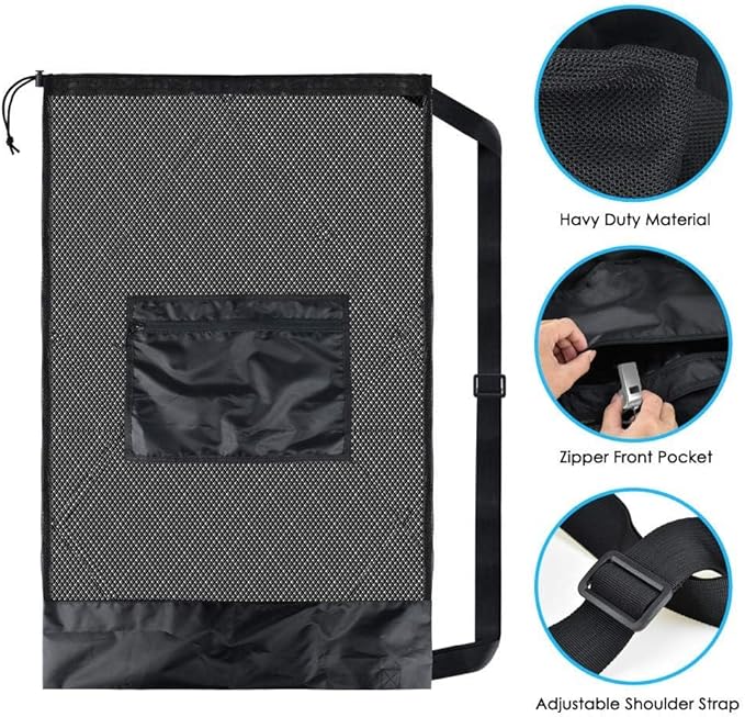 Ball Storage Net Bags, Sports Equipment Organizer for Garage/Outdoor/Pool/Gym/Beach, Drawstring Mesh Bag for Basketball/Football/Soccer/Volleyball/Swimming Gear/Toys